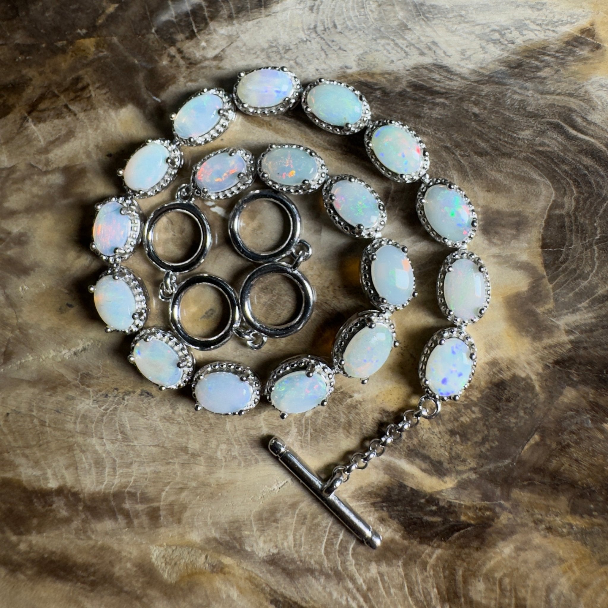 Tanami Dreaming ~ 5.4ct Coober Pedy Opal 925 Sterling Silver Bracelet