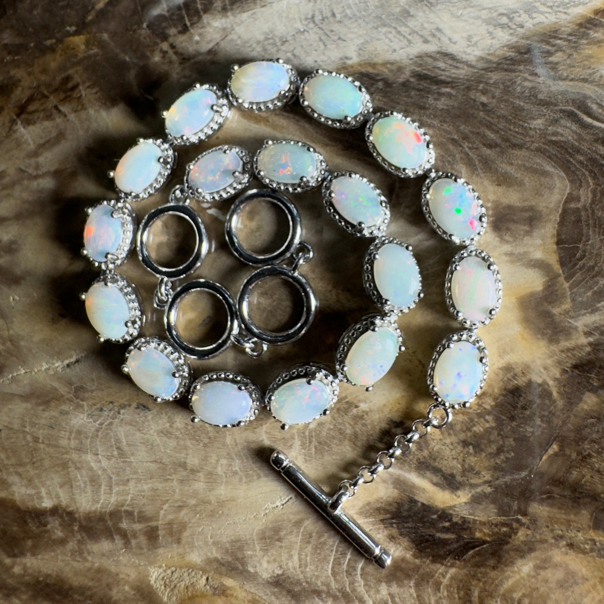 Tanami Dreaming ~ 5.4ct Coober Pedy Opal 925 Sterling Silver Bracelet