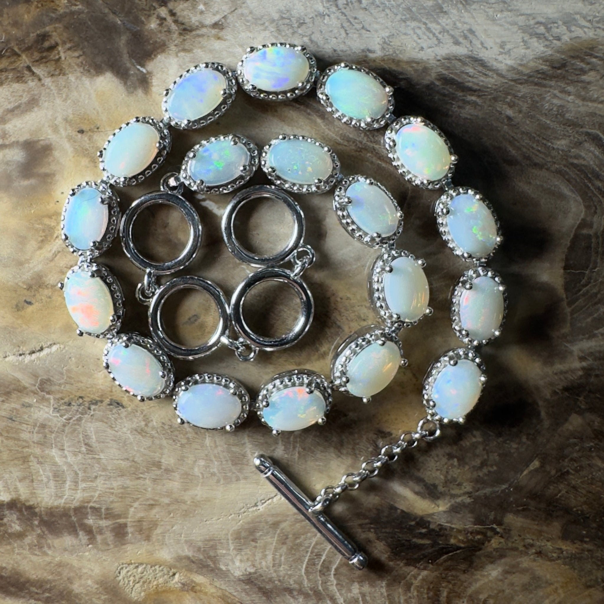 Tanami Dreaming ~ 5.4ct Coober Pedy Opal 925 Sterling Silver Bracelet