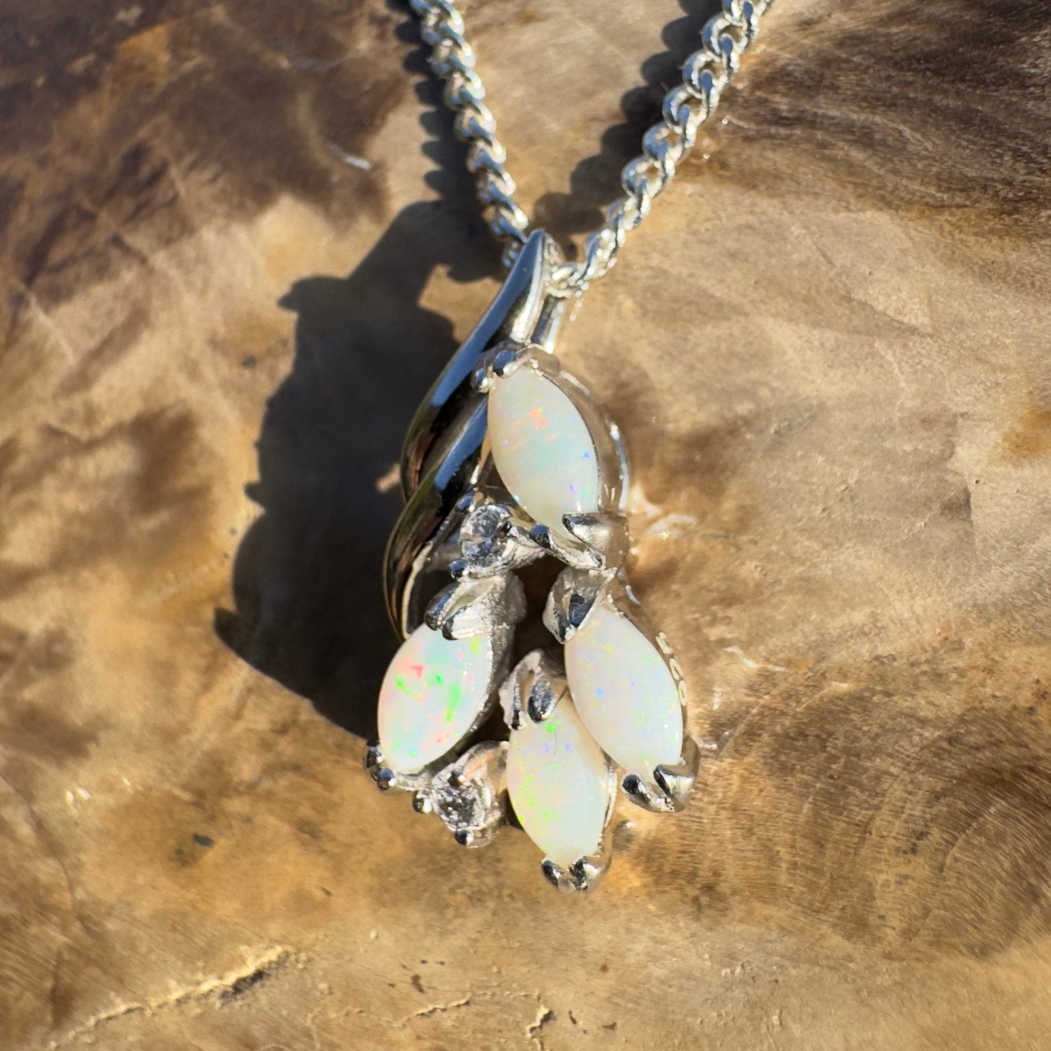 Tanami Ember Trail – 1ct Coober Pedy Opal 925 Silver Pendant