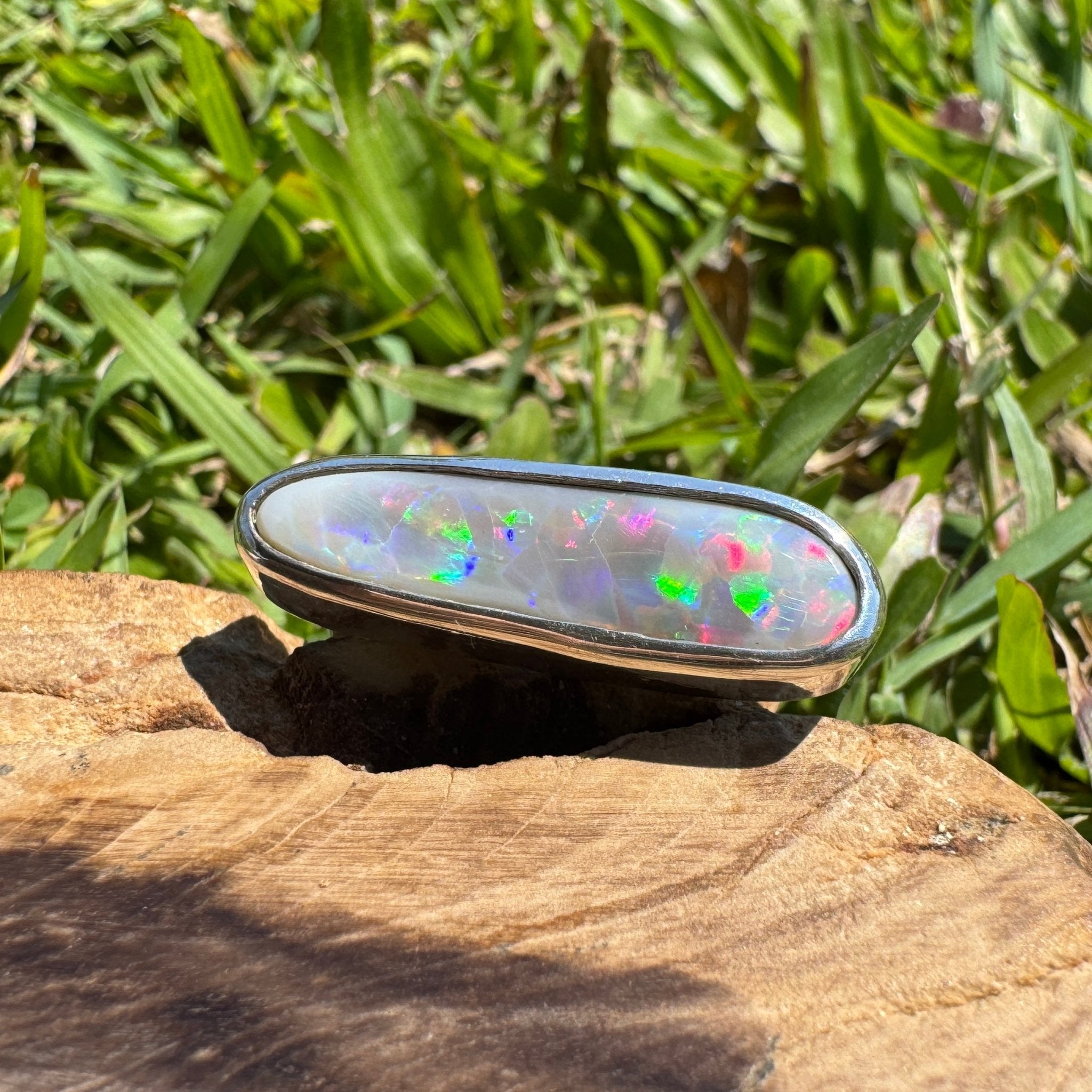 Tanami Nightfall ~ 4.2ct Solid Lightning Ridge Semi Black Opal 925 Sterling Silver Ring