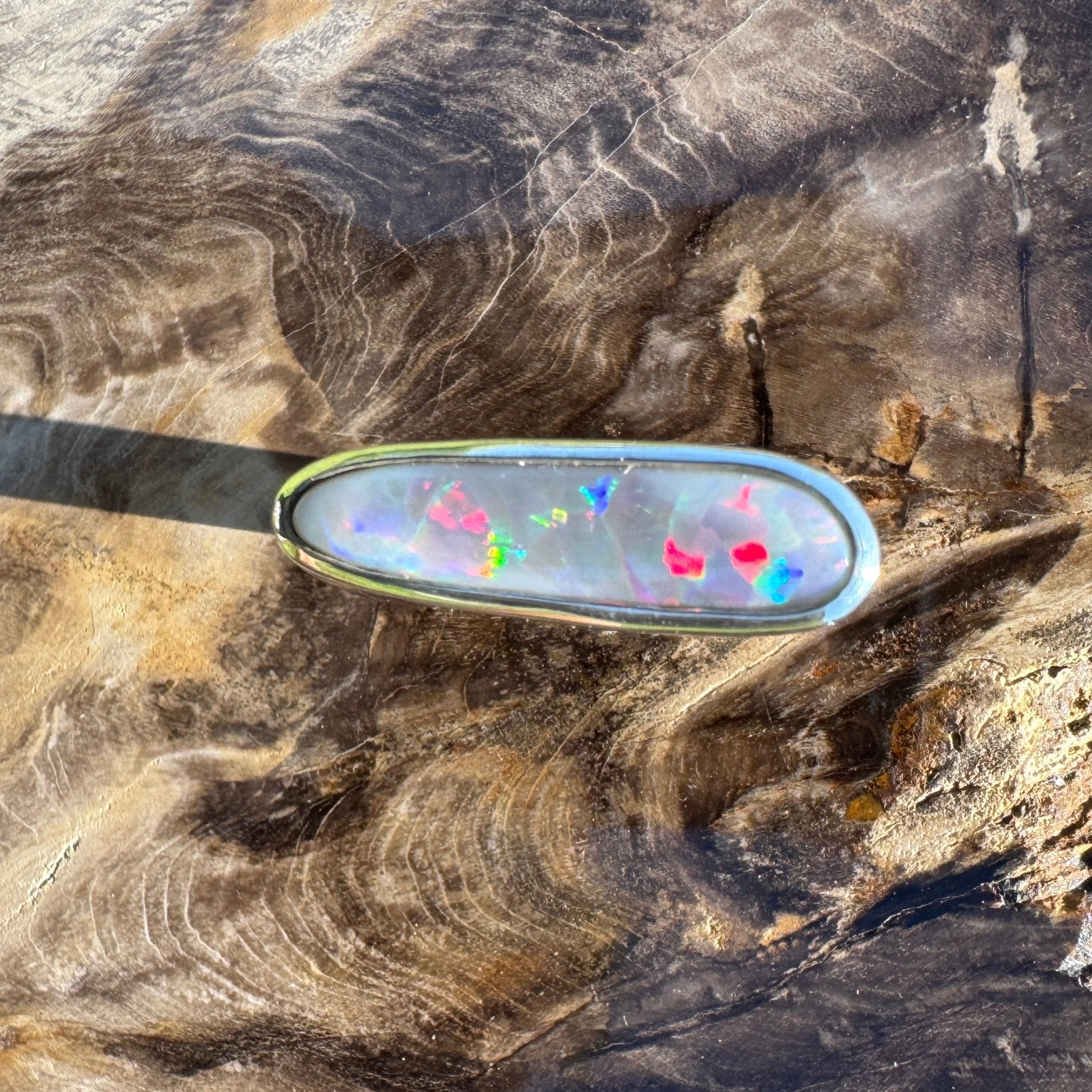 Tanami Nightfall ~ 4.2ct Solid Lightning Ridge Semi Black Opal 925 Sterling Silver Ring