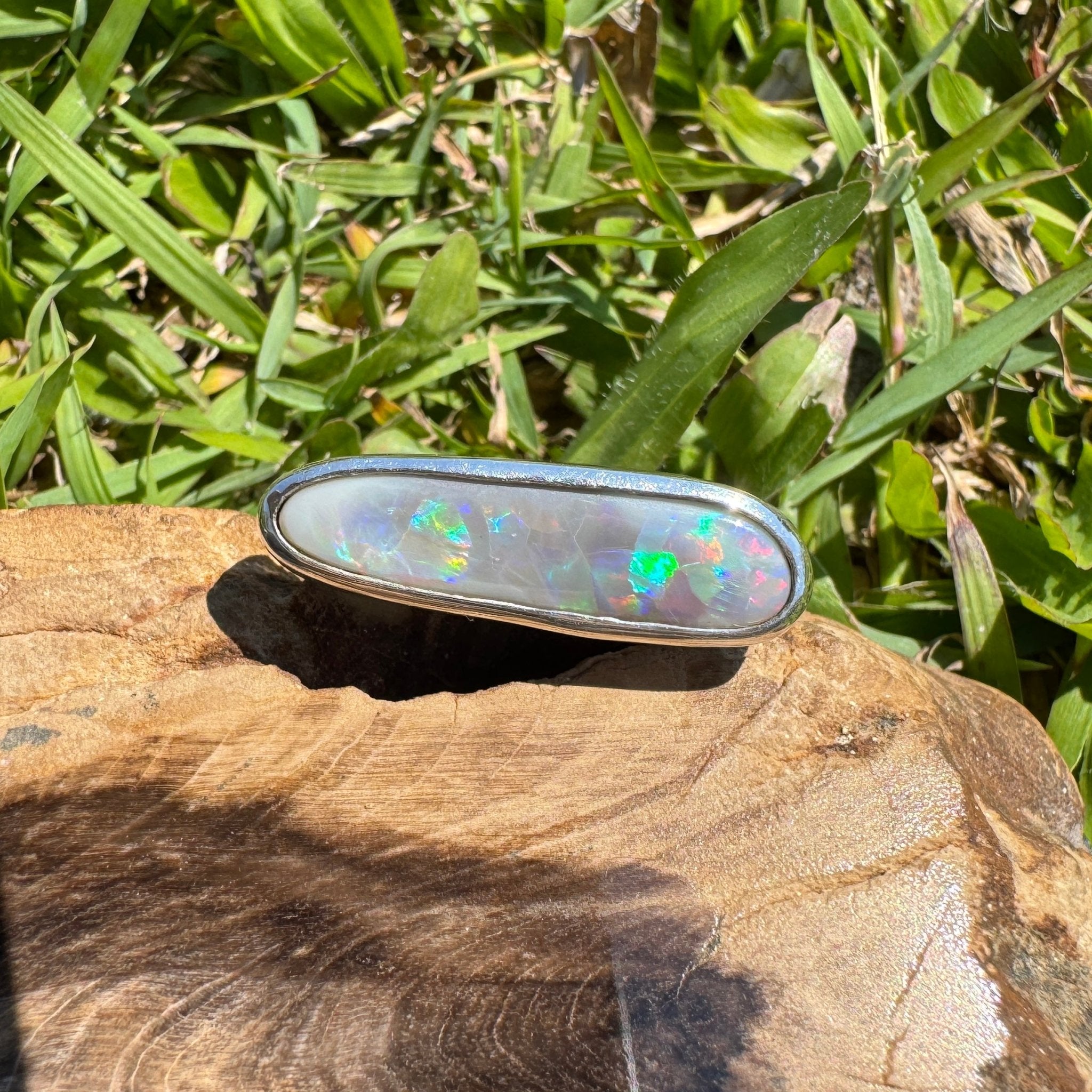 Tanami Nightfall ~ 4.2ct Solid Lightning Ridge Semi Black Opal 925 Sterling Silver Ring