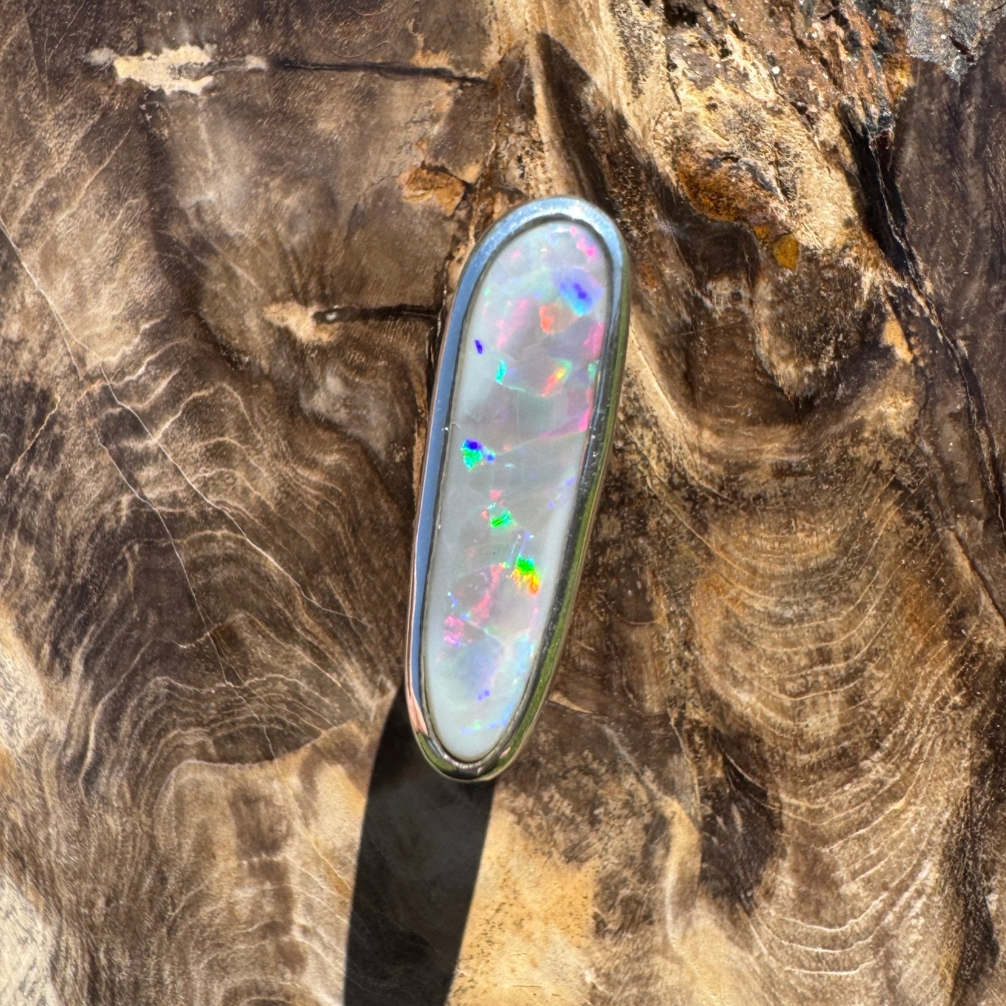 Tanami Nightfall ~ 4.2ct Solid Lightning Ridge Semi Black Opal 925 Sterling Silver Ring