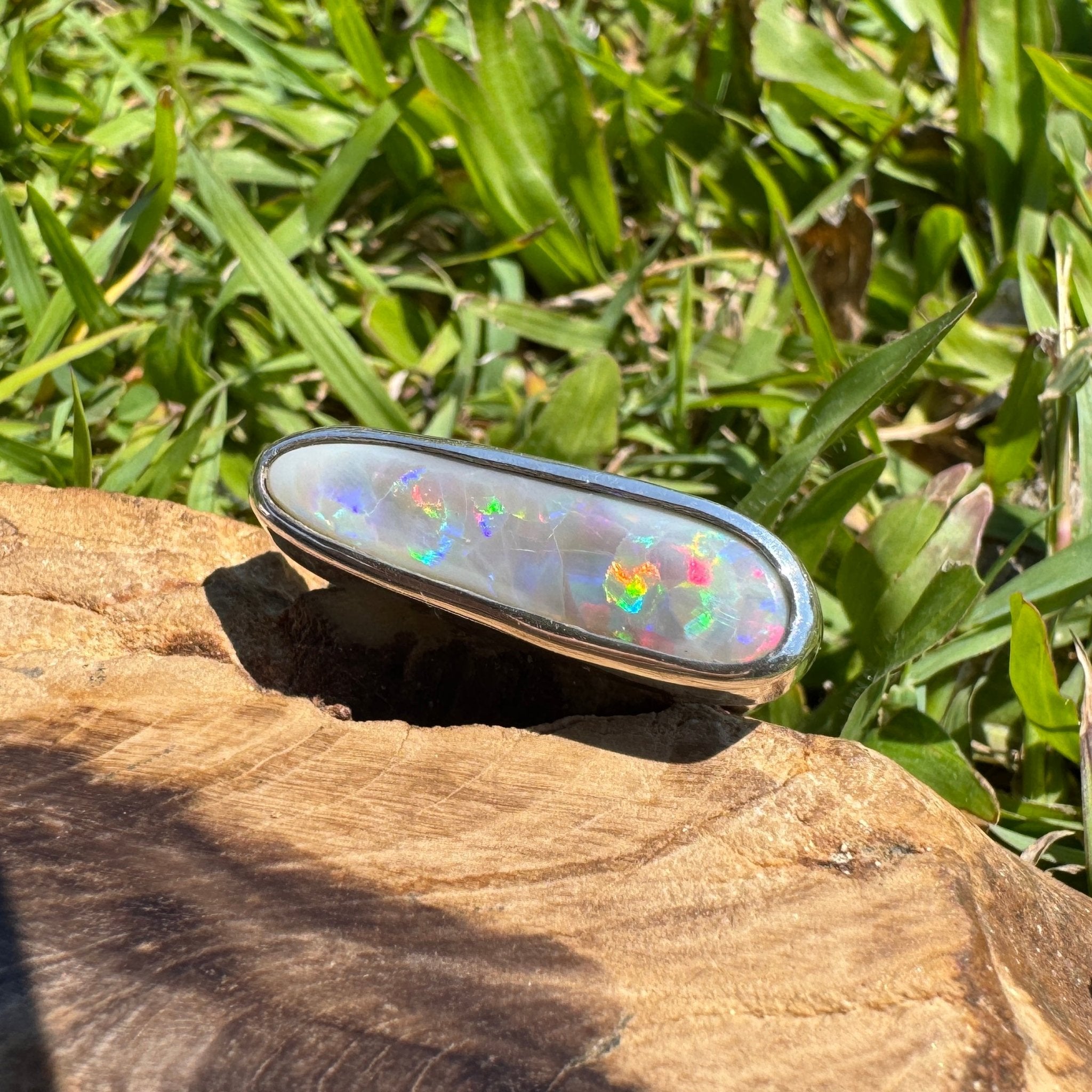 Tanami Nightfall ~ 4.2ct Solid Lightning Ridge Semi Black Opal 925 Sterling Silver Ring