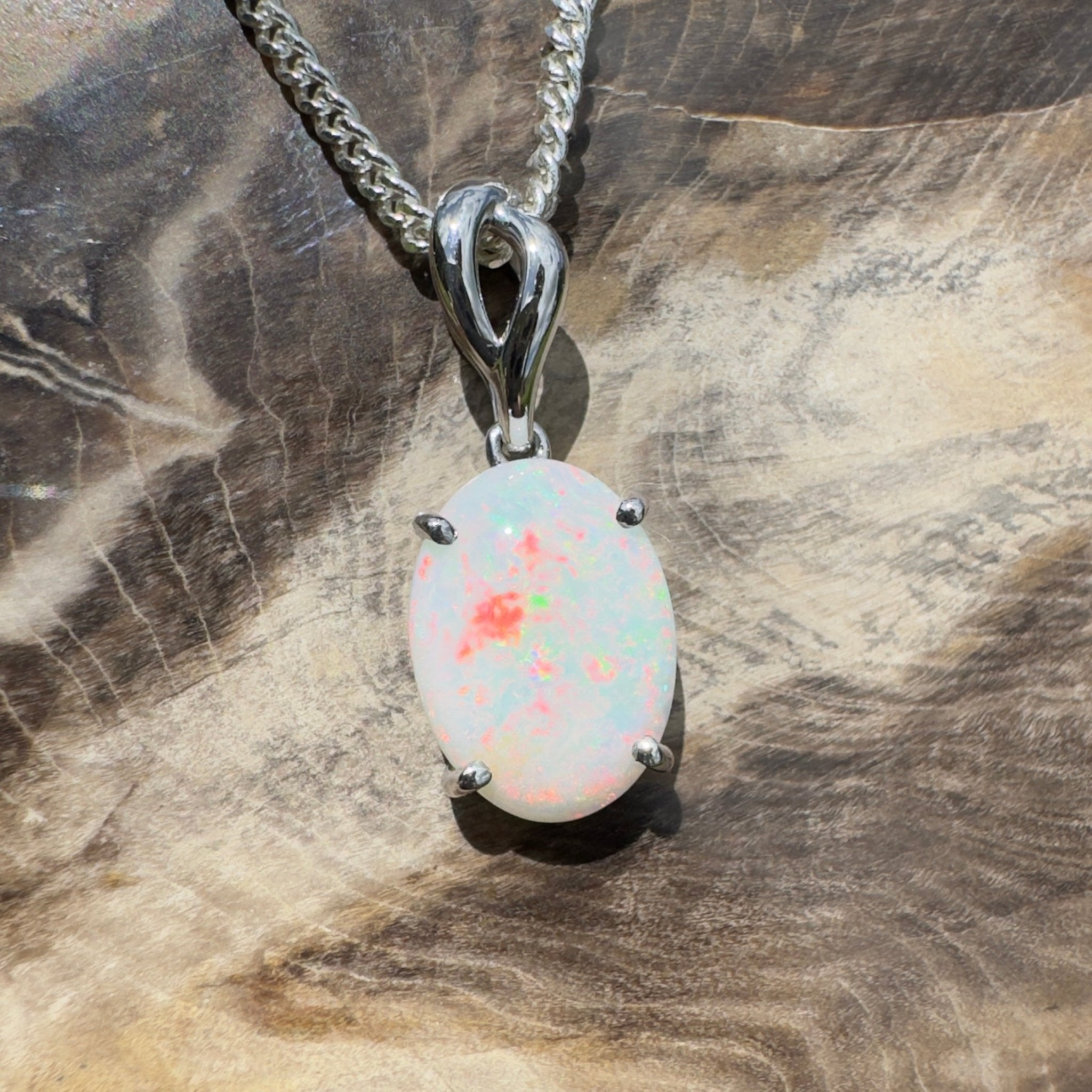 Tarkine Shimmer ~ 2.25ct Coober Pedy Opal 925 Silver Pendant