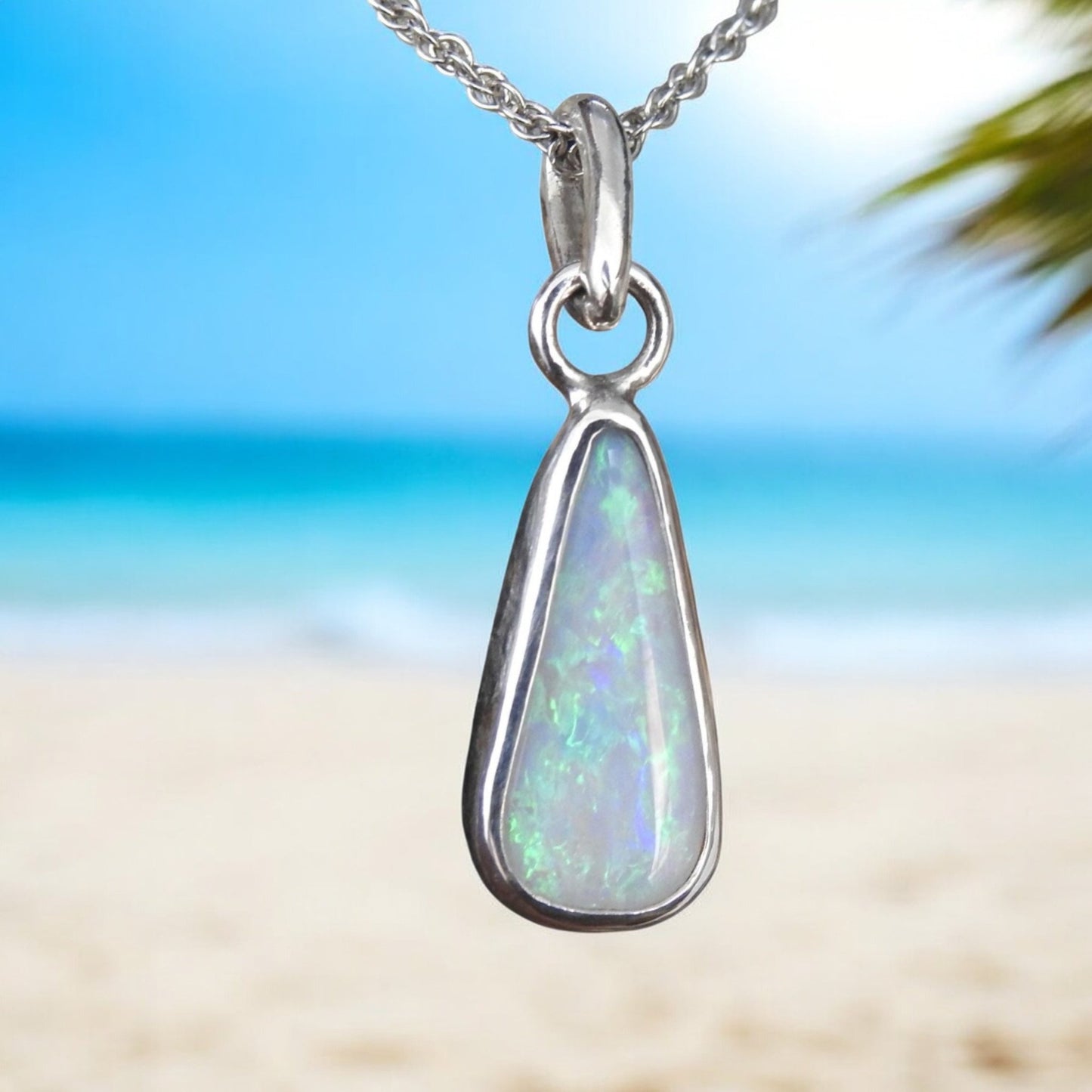 Tasman Glow ~ 1.8ct Solid Lightning Ridge Crystal Opal 925 Silver Pendant Necklace