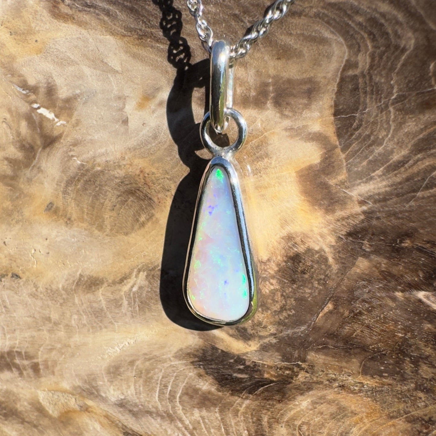 Tasman Glow ~ 1.8ct Solid Lightning Ridge Crystal Opal 925 Silver Pendant Necklace
