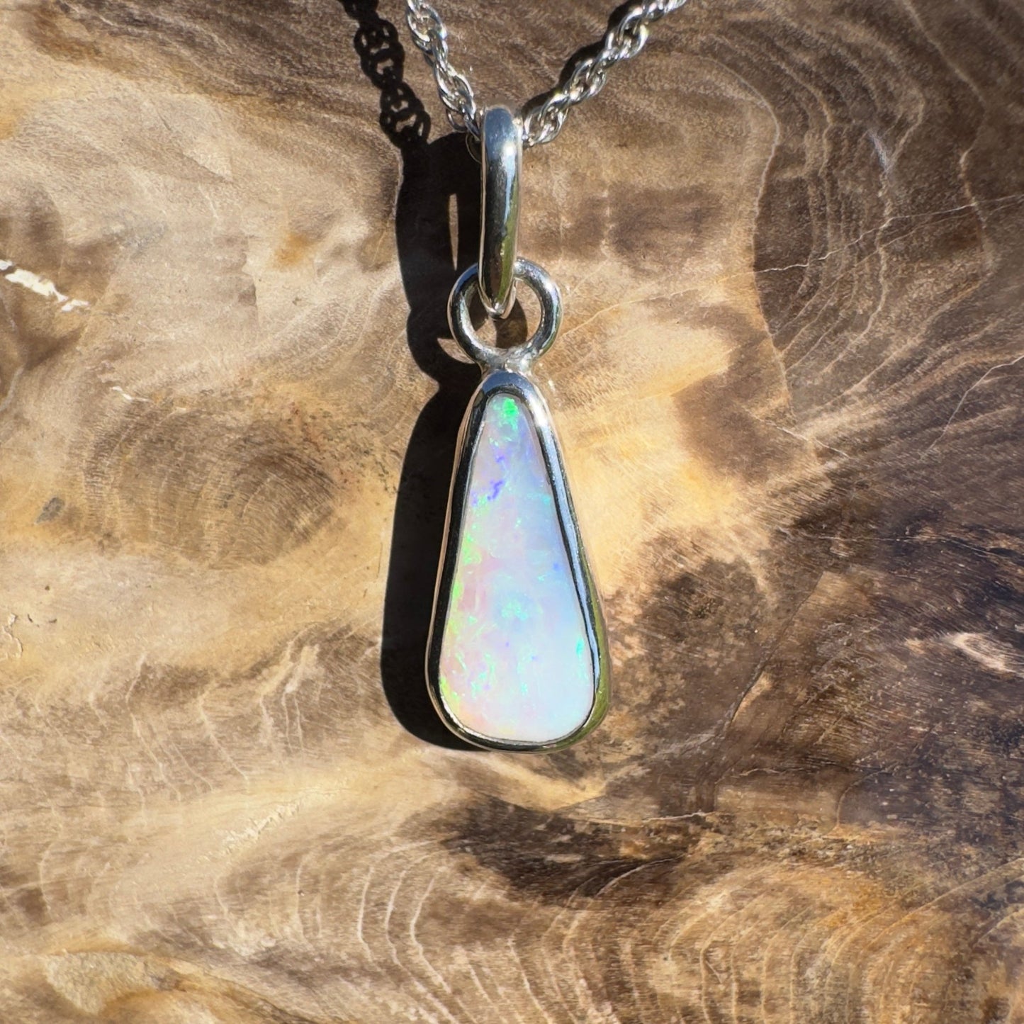 Tasman Glow ~ 1.8ct Solid Lightning Ridge Crystal Opal 925 Silver Pendant Necklace