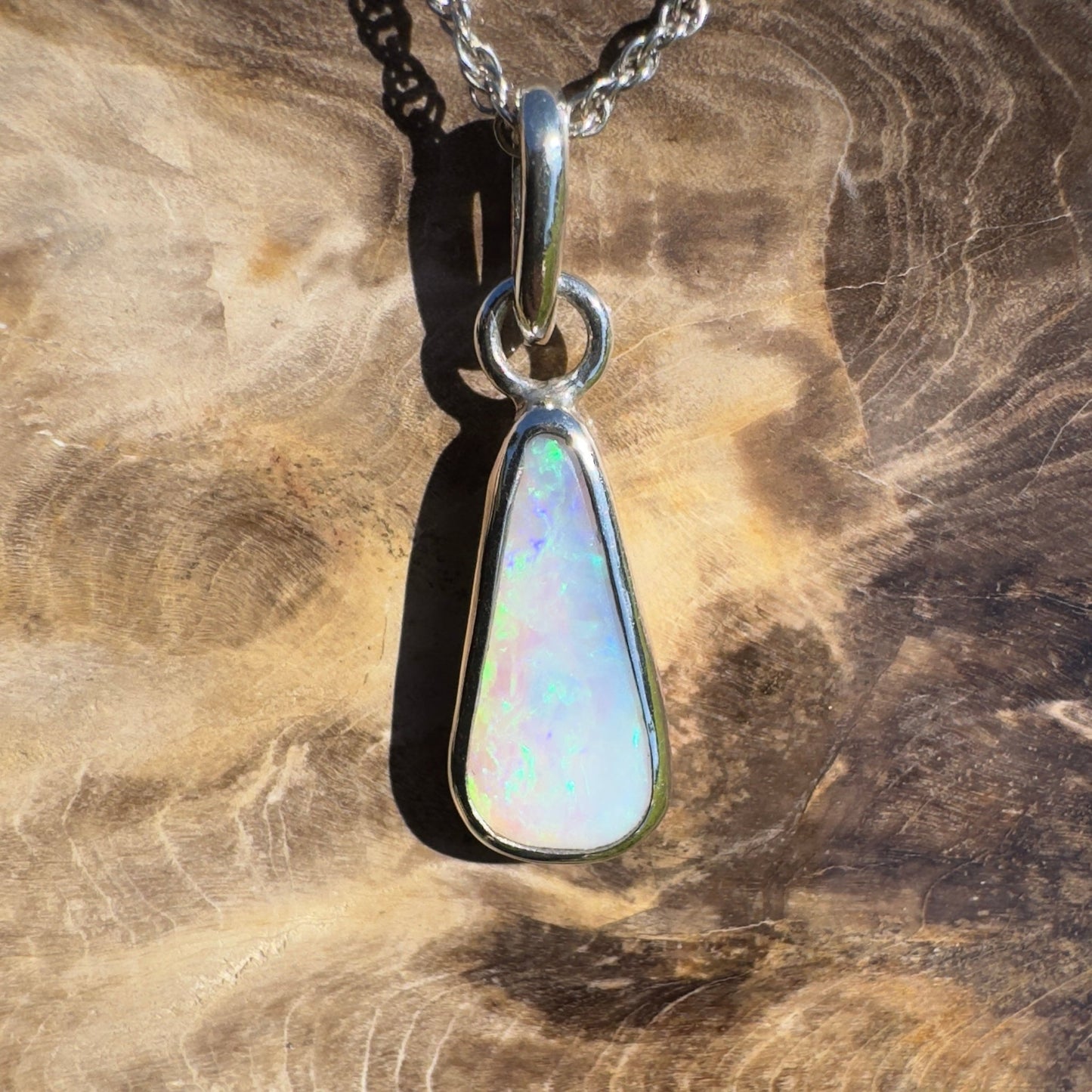 Tasman Glow ~ 1.8ct Solid Lightning Ridge Crystal Opal 925 Silver Pendant Necklace