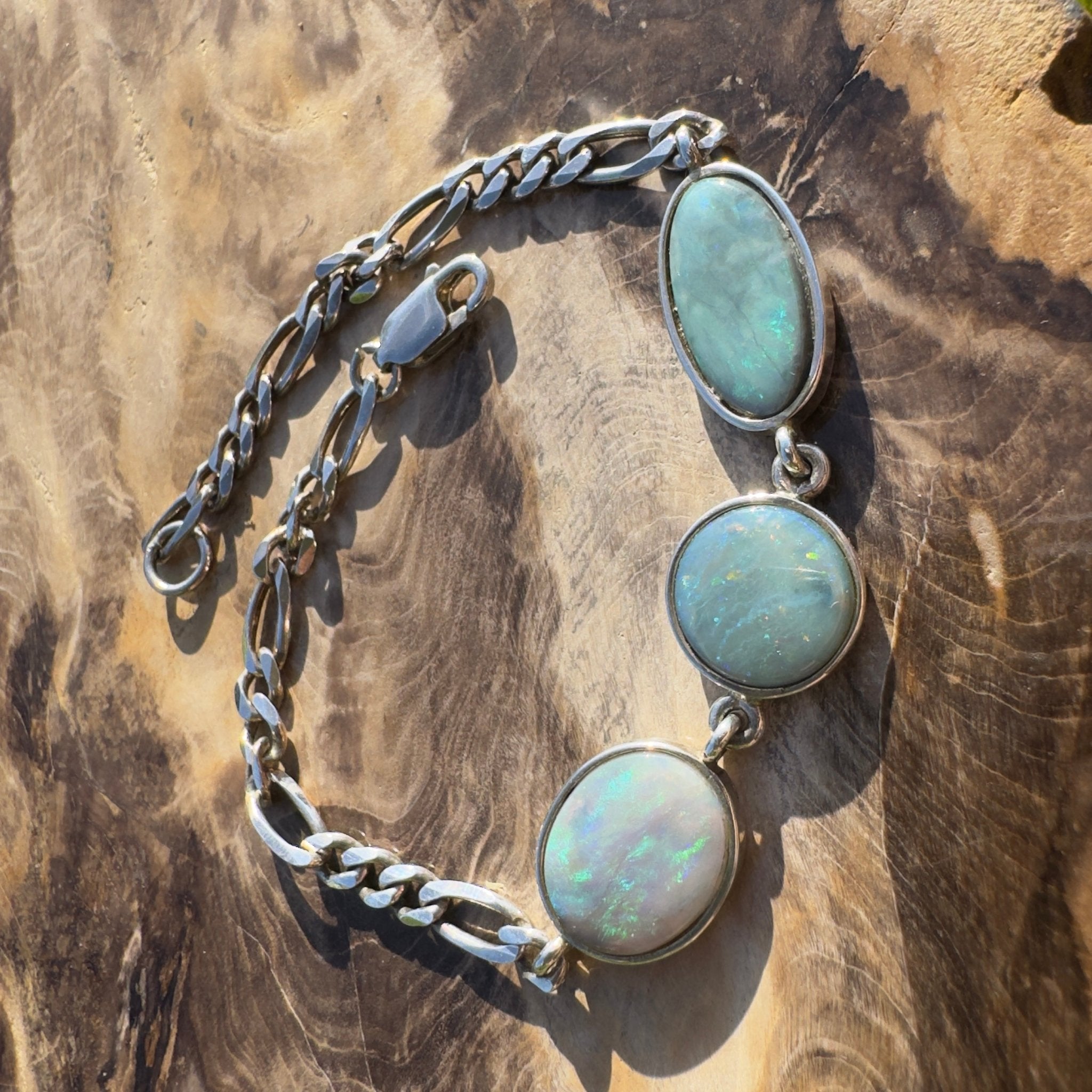Tasman Trifecta Glow - 8ct Lightning Ridge Opal 925 Silver Bracelet