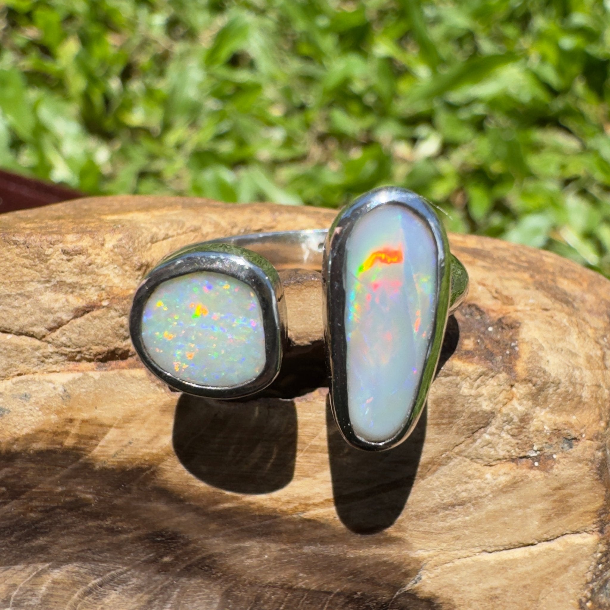 Tasman Twinlight – 1.8ct Solid Lightning Ridge Opal 925 Sterling Silver Ring