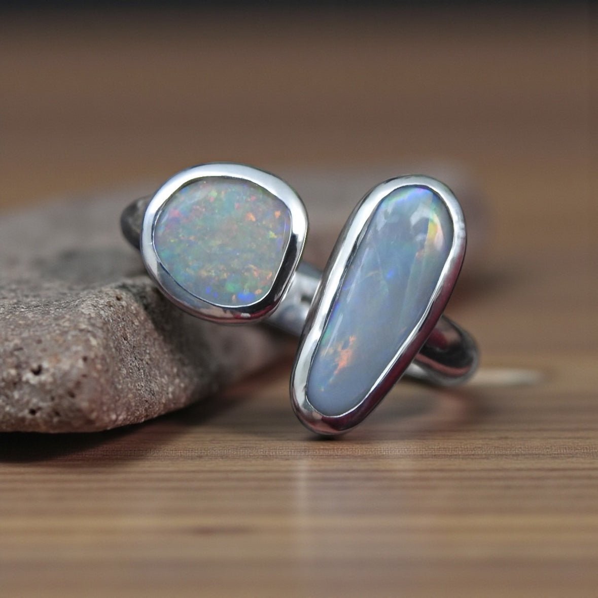 Tasman Twinlight – 1.8ct Solid Lightning Ridge Opal 925 Sterling Silver Ring