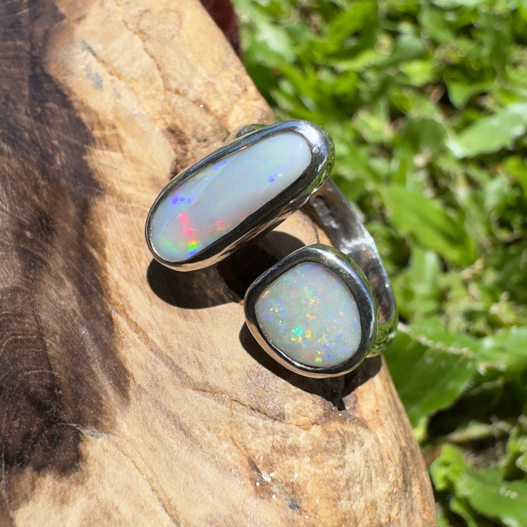 Tasman Twinlight – 1.8ct Solid Lightning Ridge Opal 925 Sterling Silver Ring