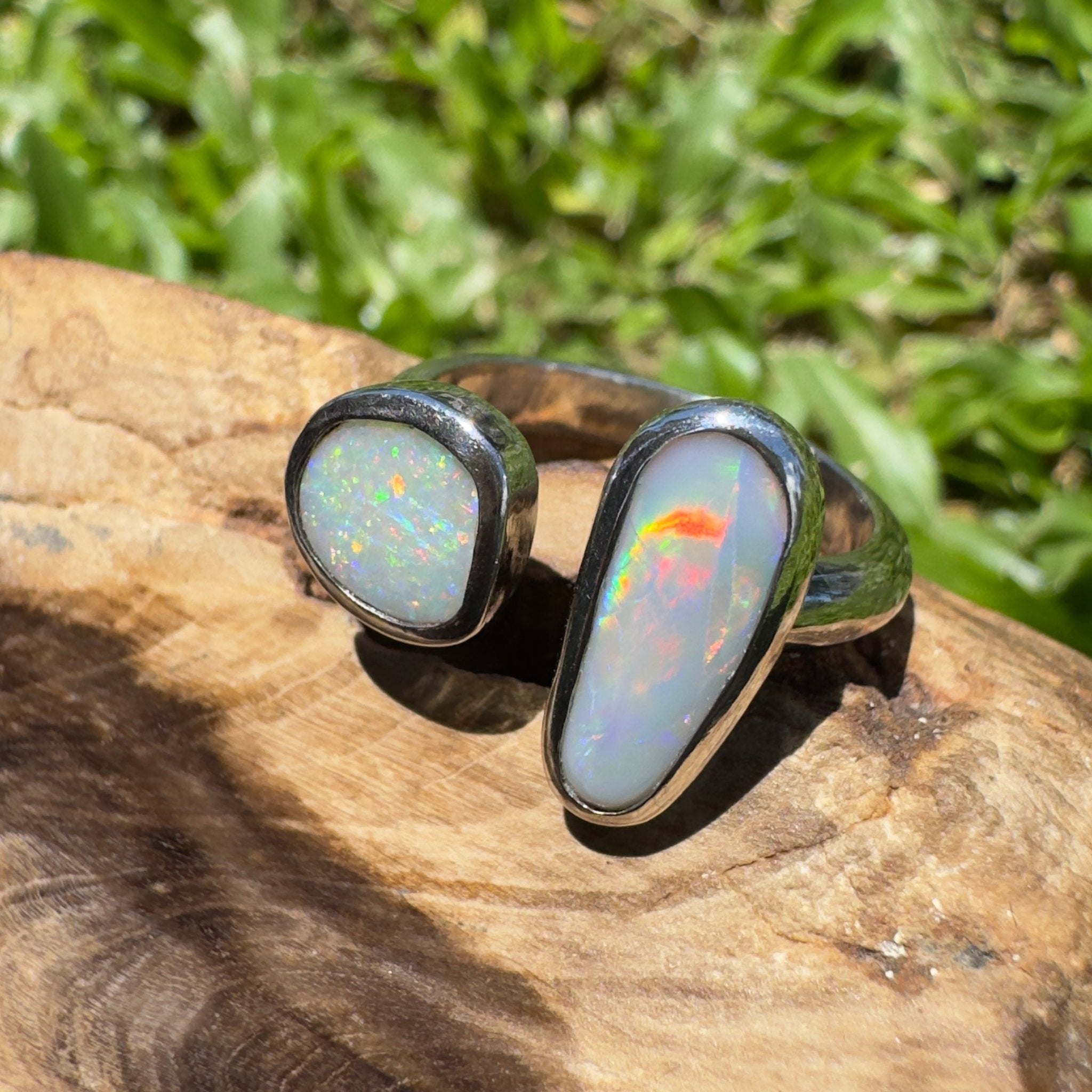 Tasman Twinlight – 1.8ct Solid Lightning Ridge Opal 925 Sterling Silver Ring