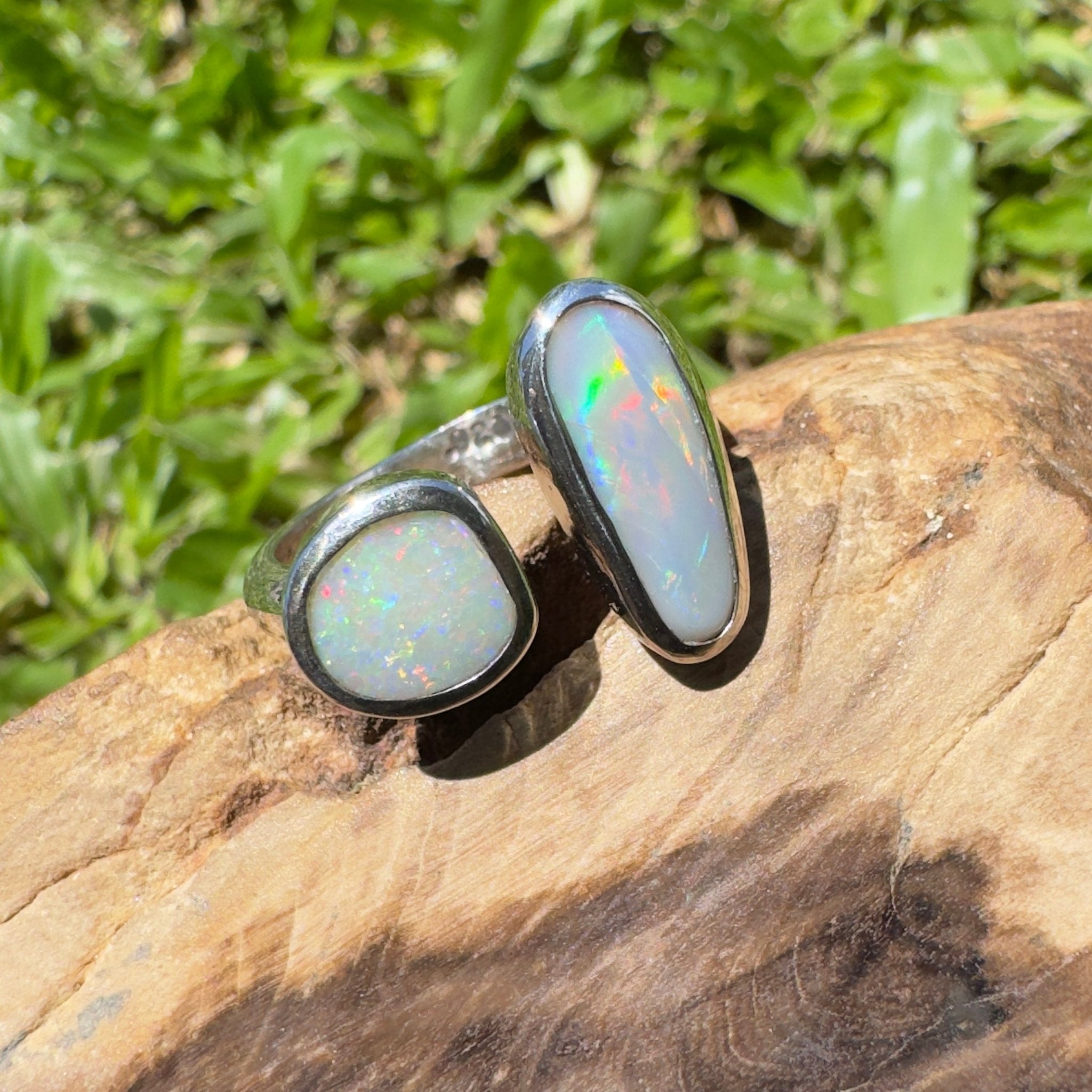 Tasman Twinlight – 1.8ct Solid Lightning Ridge Opal 925 Sterling Silver Ring