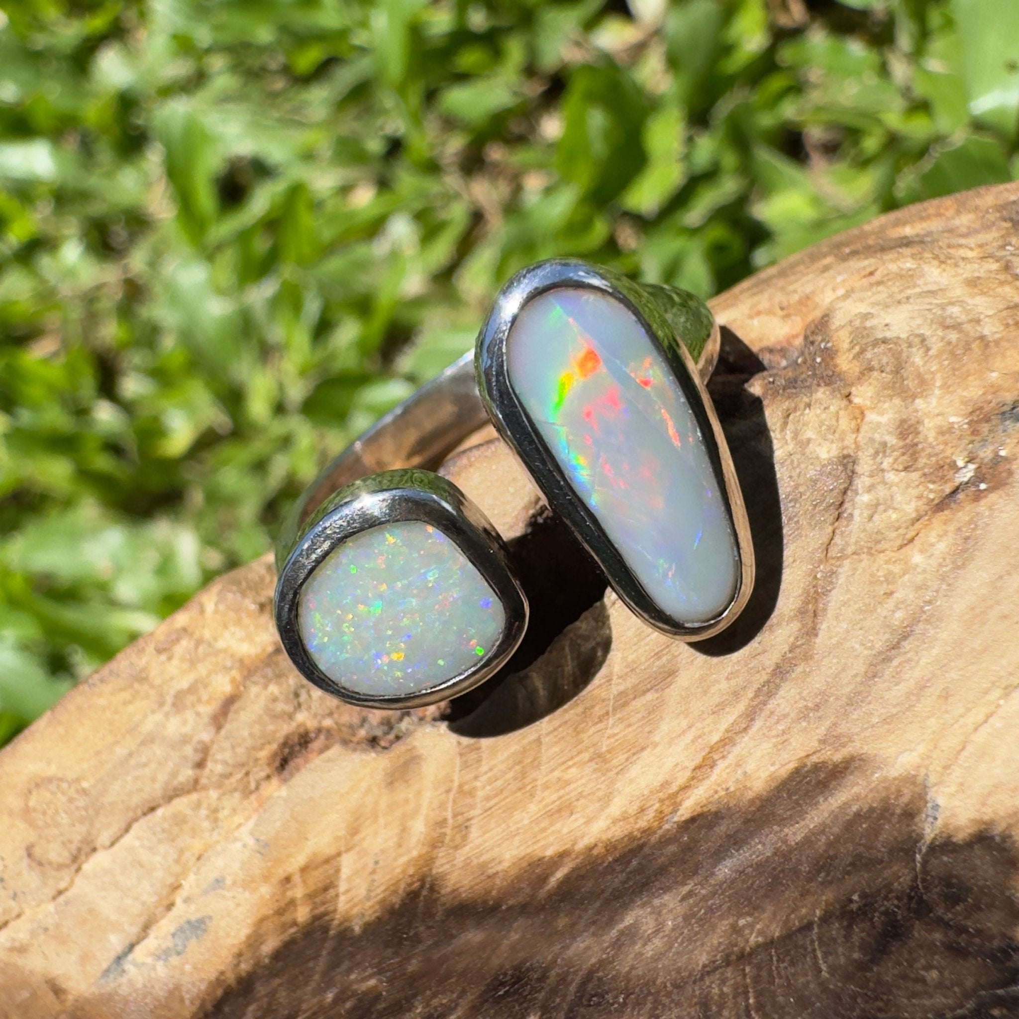 Tasman Twinlight – 1.8ct Solid Lightning Ridge Opal 925 Sterling Silver Ring