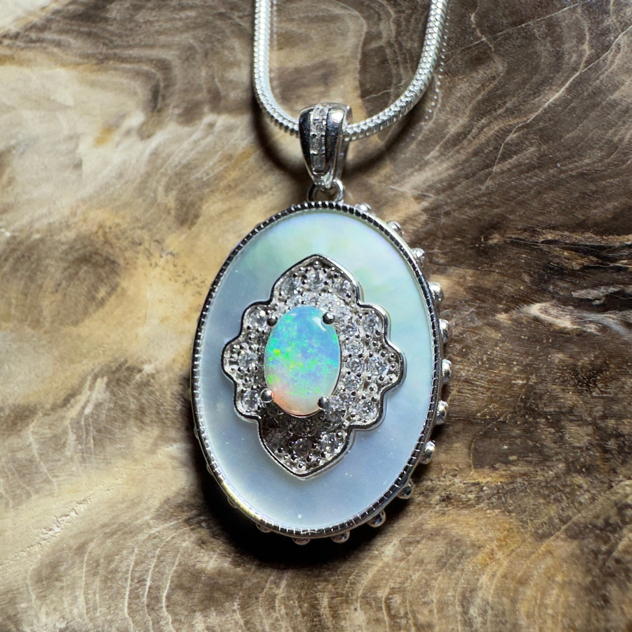The Bondi Medallion ~ 0.9ct Lightning Ridge Opal 925 Silver Pendant