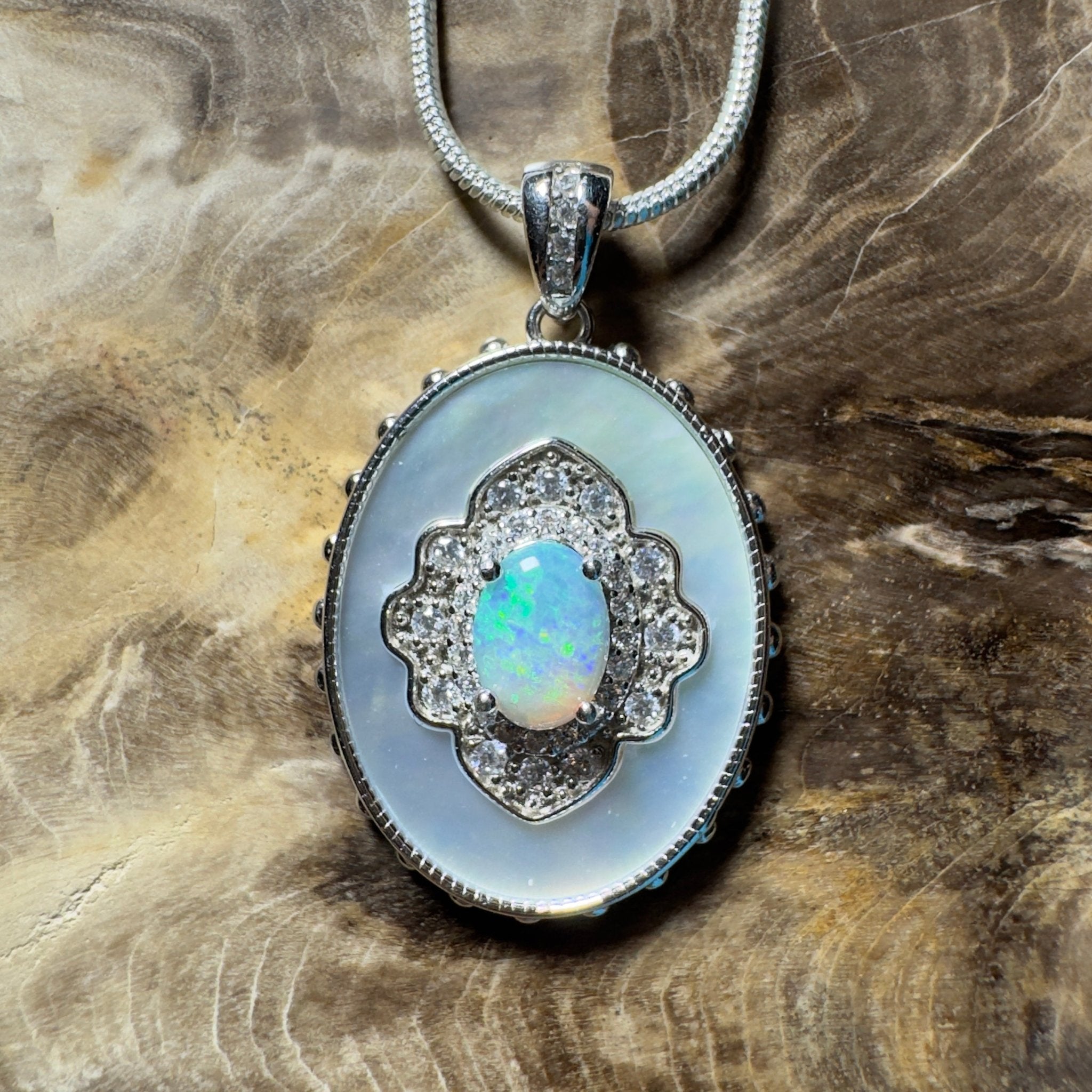 The Bondi Medallion ~ 0.9ct Lightning Ridge Opal 925 Silver Pendant