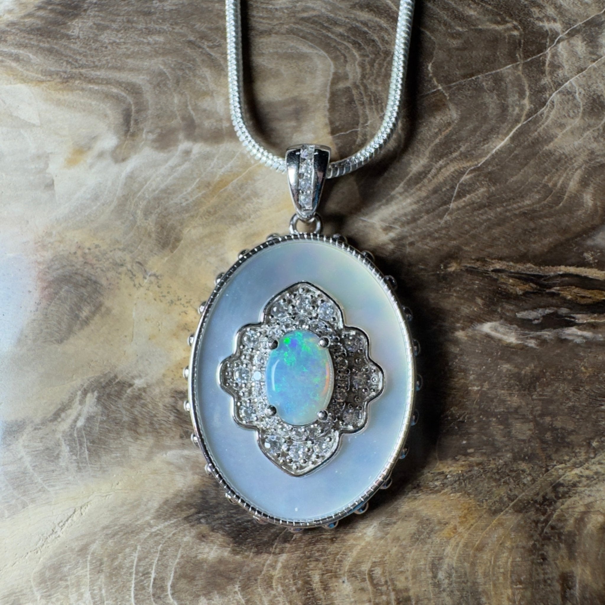 The Bondi Medallion ~ 0.9ct Lightning Ridge Opal 925 Silver Pendant