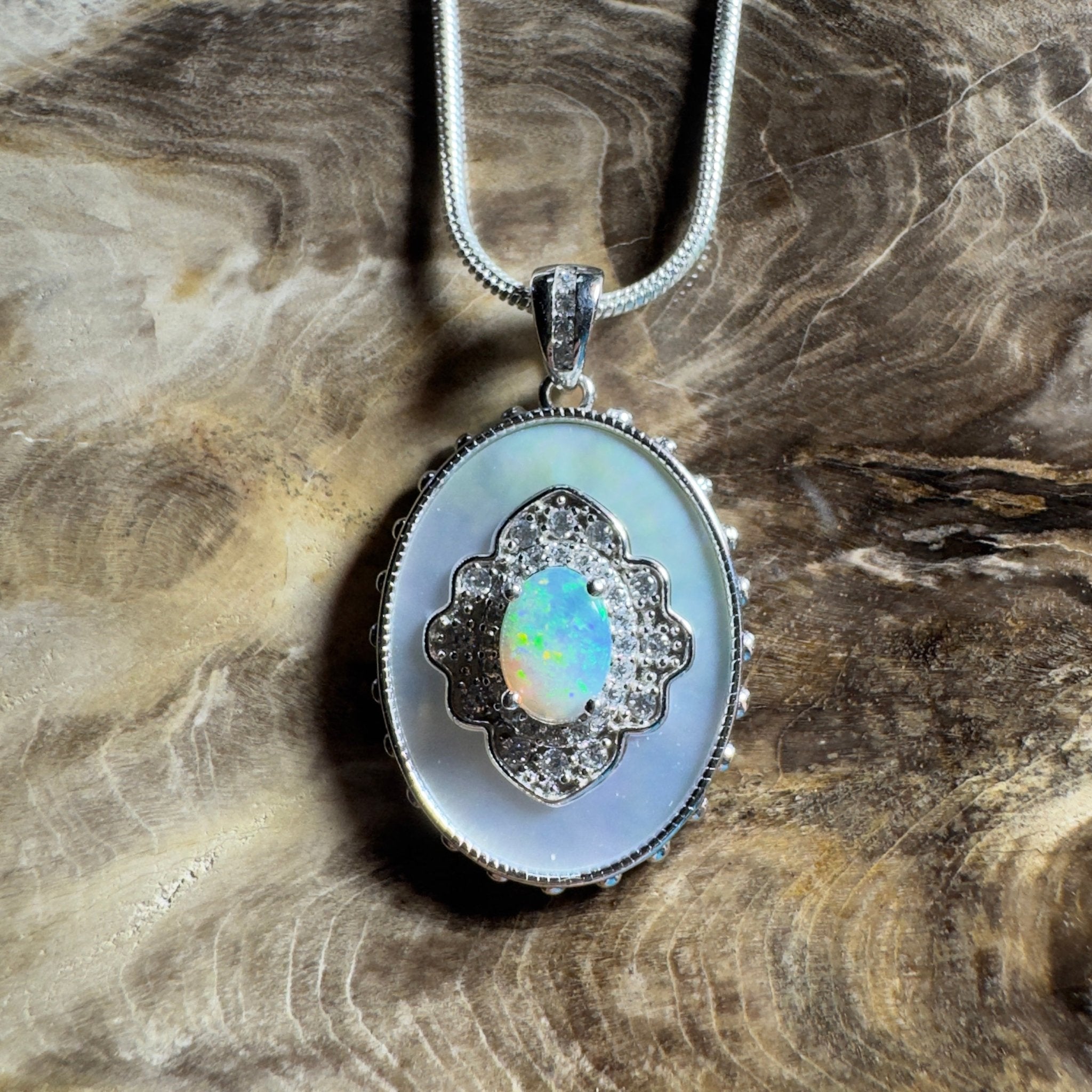 The Bondi Medallion ~ 0.9ct Lightning Ridge Opal 925 Silver Pendant