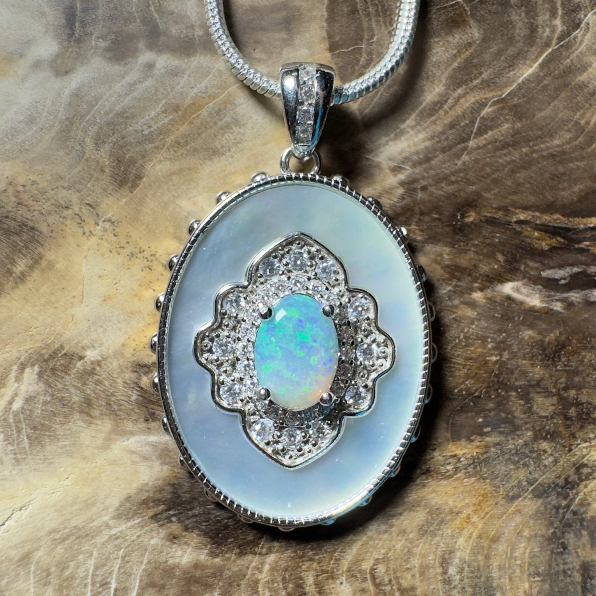 The Bondi Medallion ~ 0.9ct Lightning Ridge Opal 925 Silver Pendant