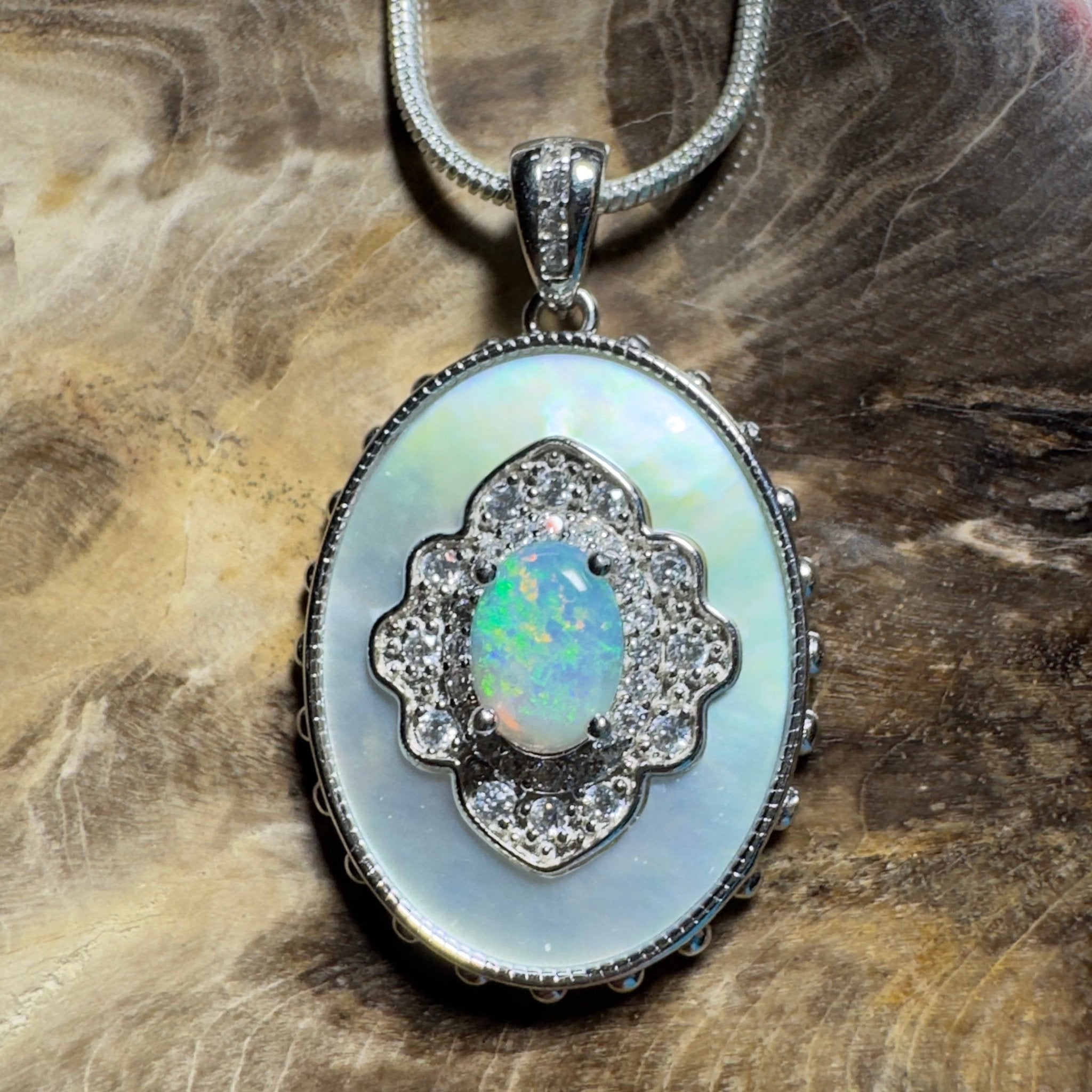 The Bondi Medallion ~ 0.9ct Lightning Ridge Opal 925 Silver Pendant