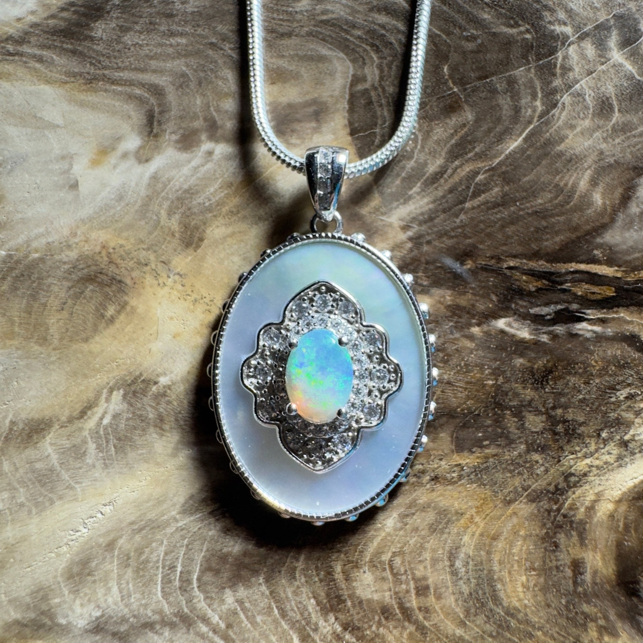 The Bondi Medallion ~ 0.9ct Lightning Ridge Opal 925 Silver Pendant