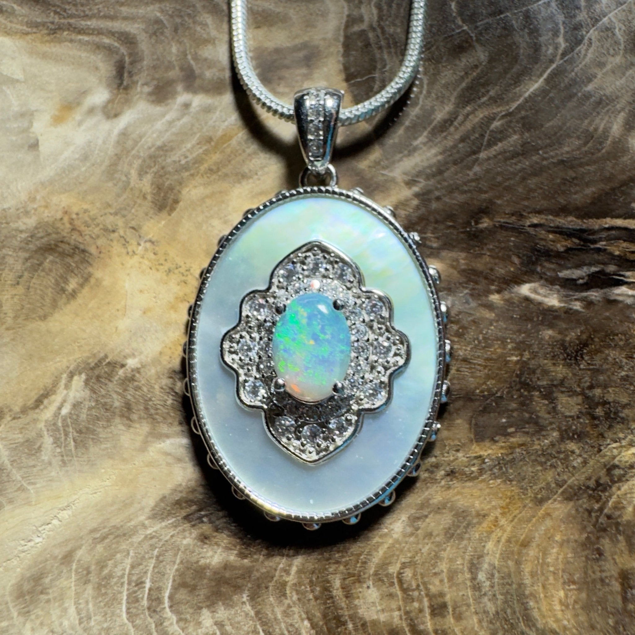The Bondi Medallion ~ 0.9ct Lightning Ridge Opal 925 Silver Pendant