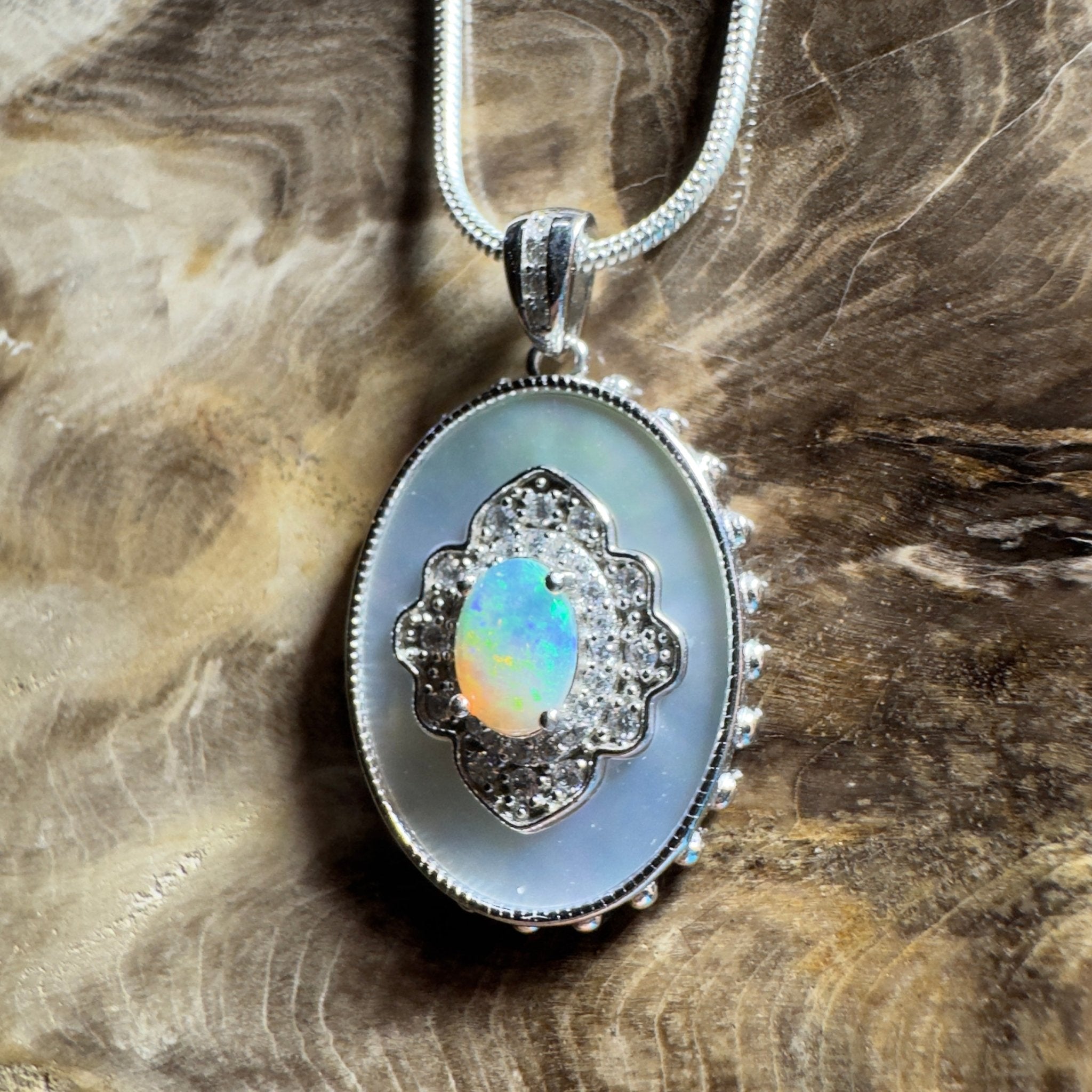 The Bondi Medallion ~ 0.9ct Lightning Ridge Opal 925 Silver Pendant