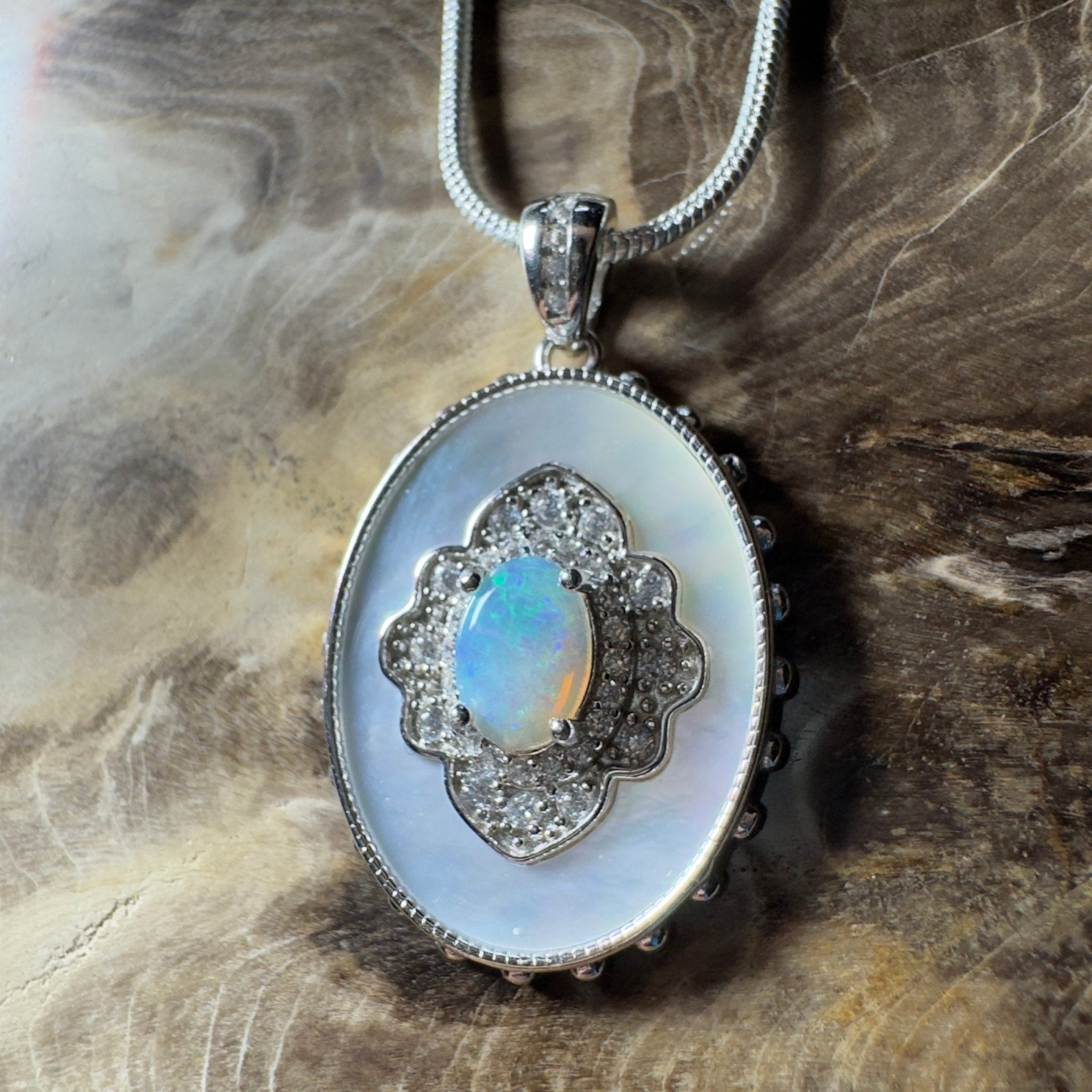 The Bondi Medallion ~ 0.9ct Lightning Ridge Opal 925 Silver Pendant