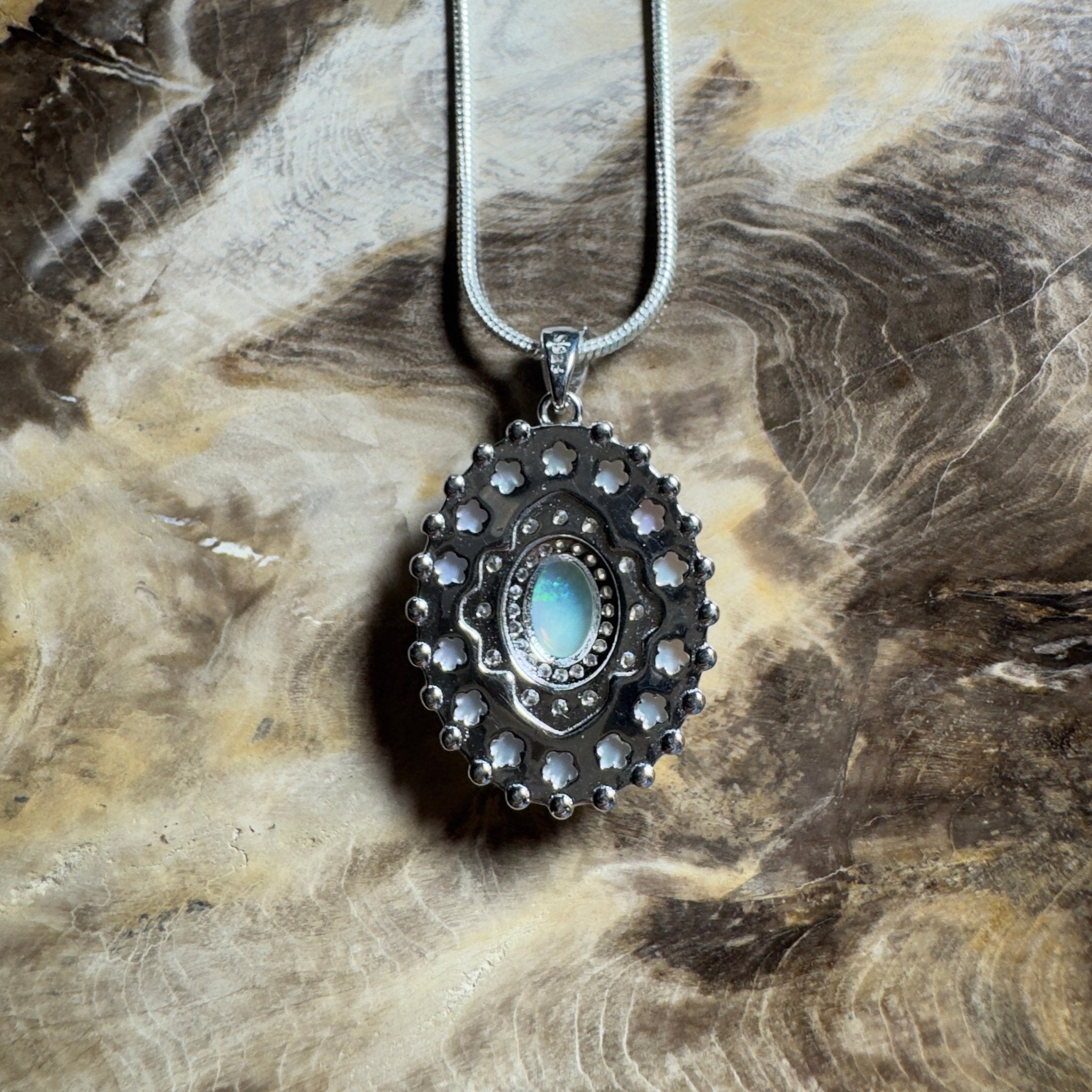 The Bondi Medallion ~ 0.9ct Lightning Ridge Opal 925 Silver Pendant