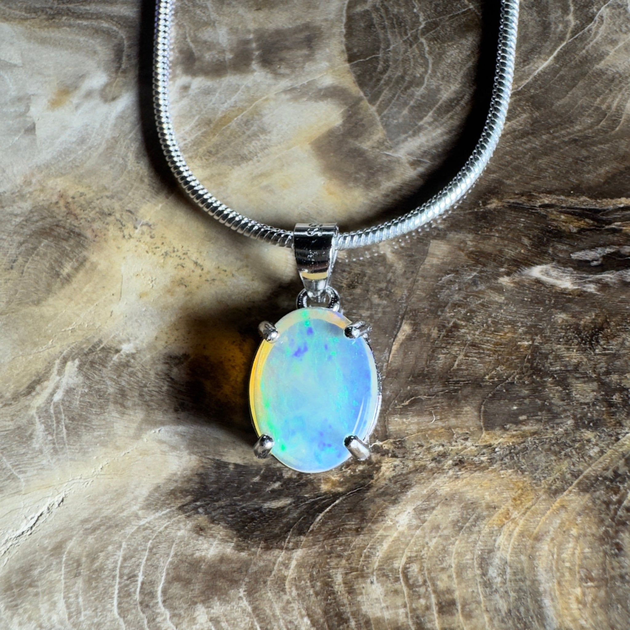 The Bungle Bungle Twist ~ 1ct Lightning Ridge Crystal Opal 925 Silver Pendant