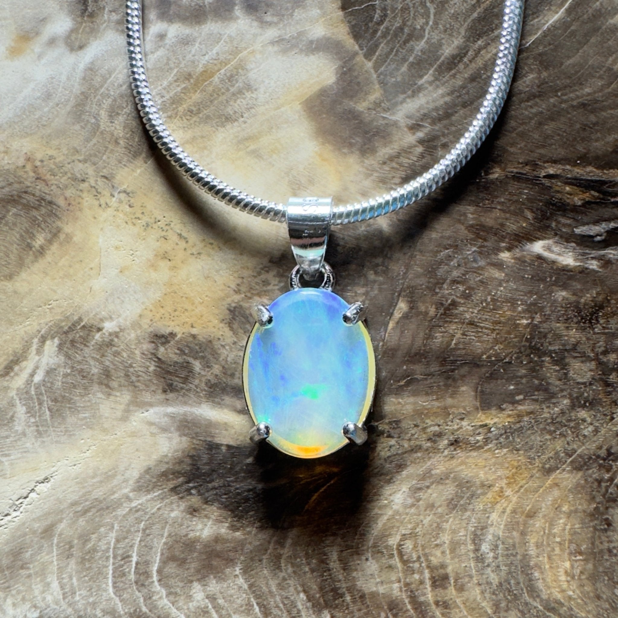 The Bungle Bungle Twist ~ 1ct Lightning Ridge Crystal Opal 925 Silver Pendant