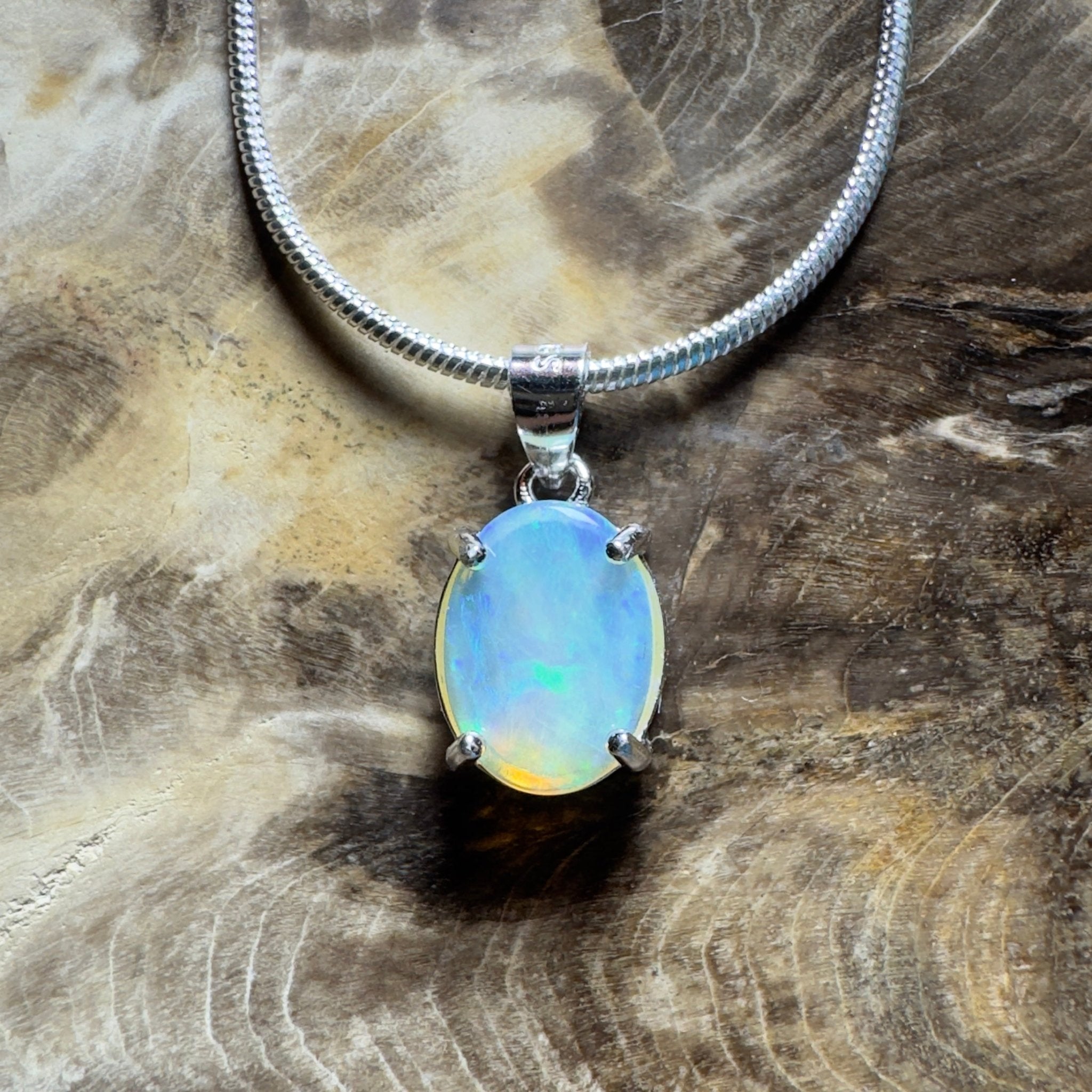 The Bungle Bungle Twist ~ 1ct Lightning Ridge Crystal Opal 925 Silver Pendant