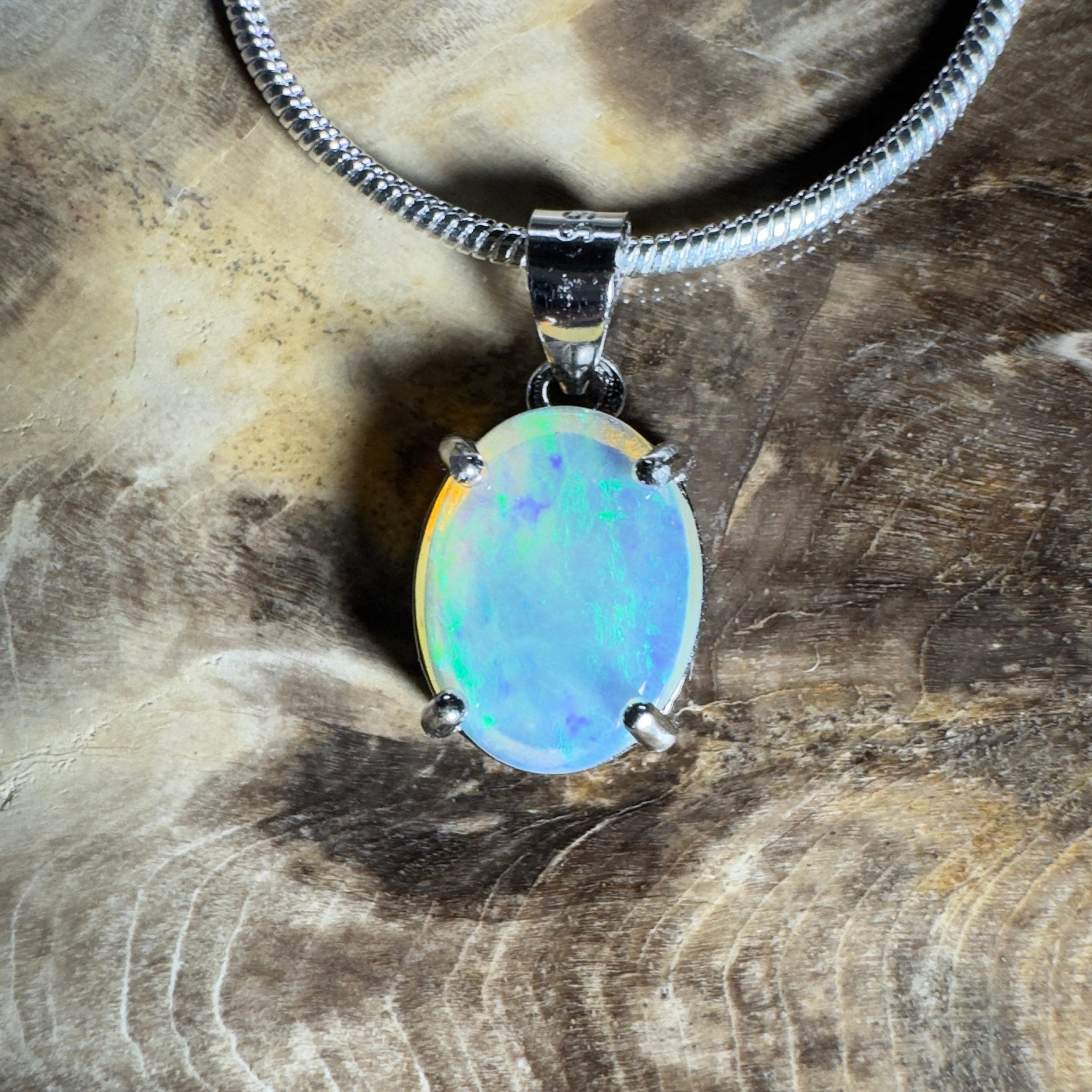 The Bungle Bungle Twist ~ 1ct Lightning Ridge Crystal Opal 925 Silver Pendant