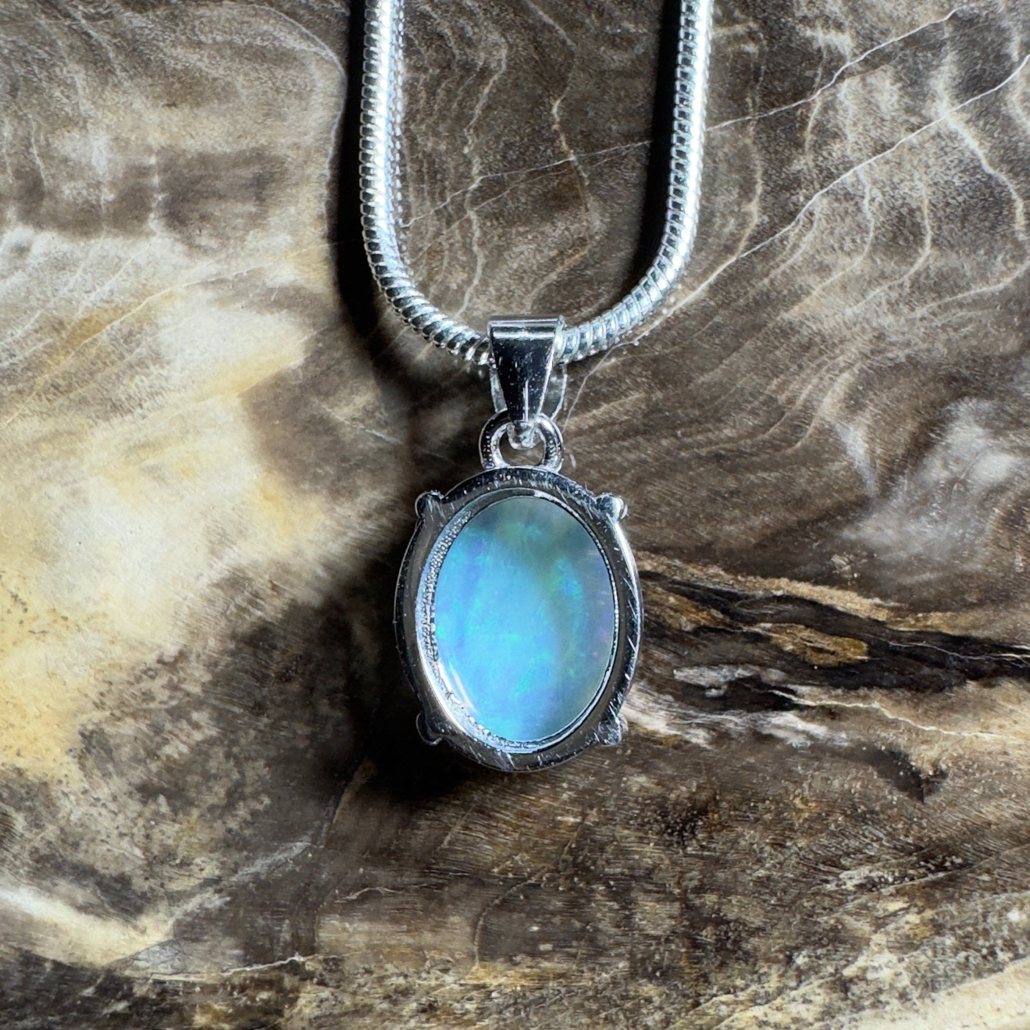 The Bungle Bungle Twist ~ 1ct Lightning Ridge Crystal Opal 925 Silver Pendant