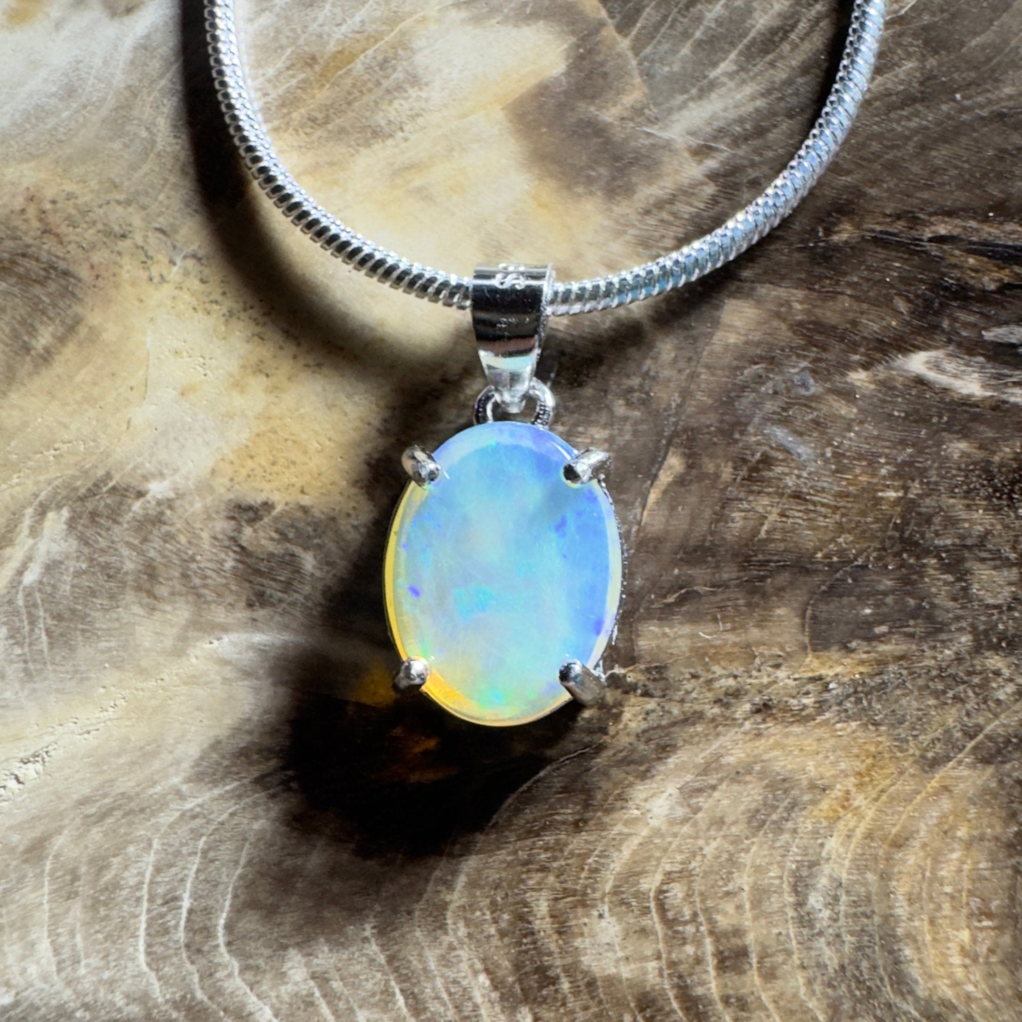 The Bungle Bungle Twist ~ 1ct Lightning Ridge Crystal Opal 925 Silver Pendant