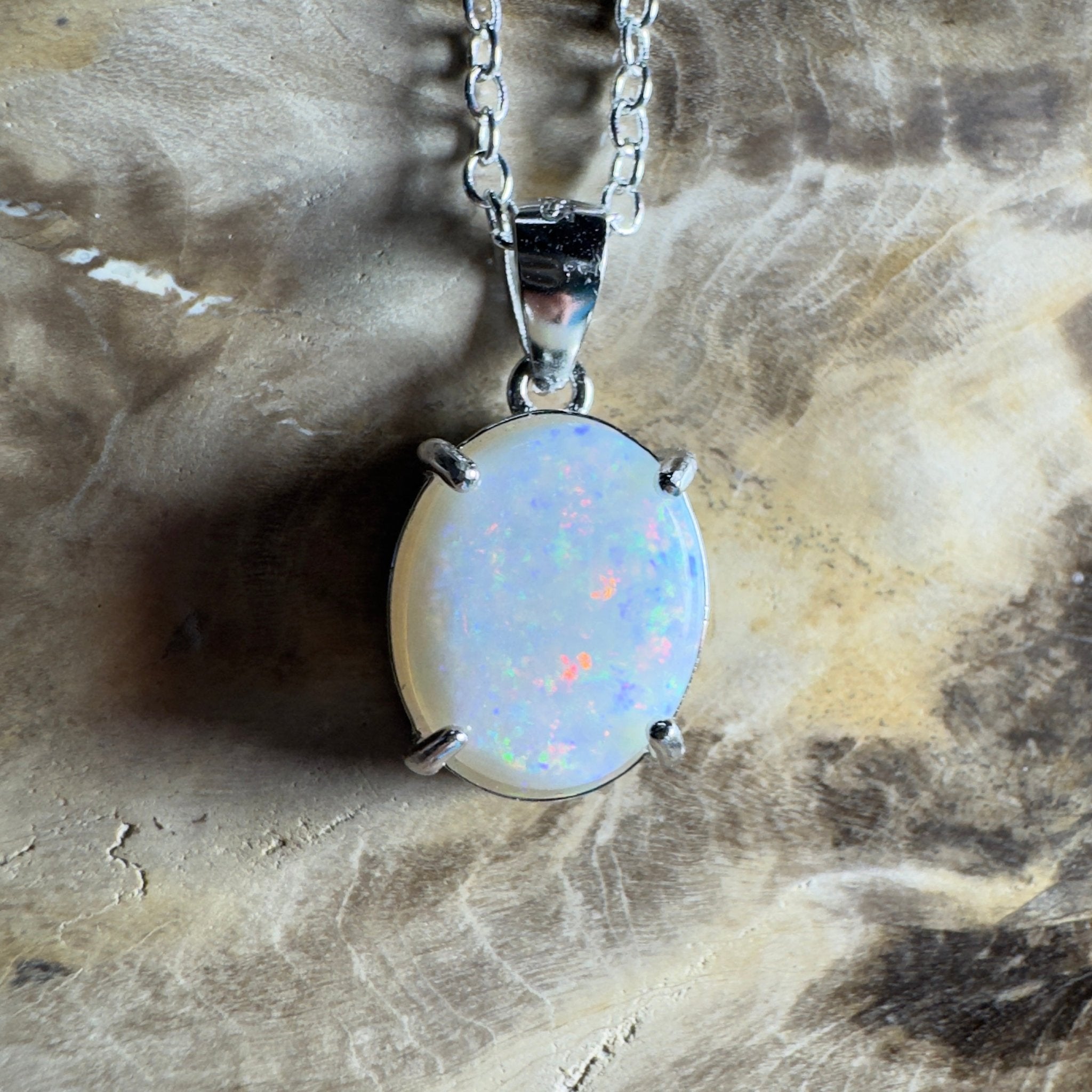 The Great Ocean Road Solitaire ~ 1.6ct Coober Pedy Opal 925 Silver Pendant