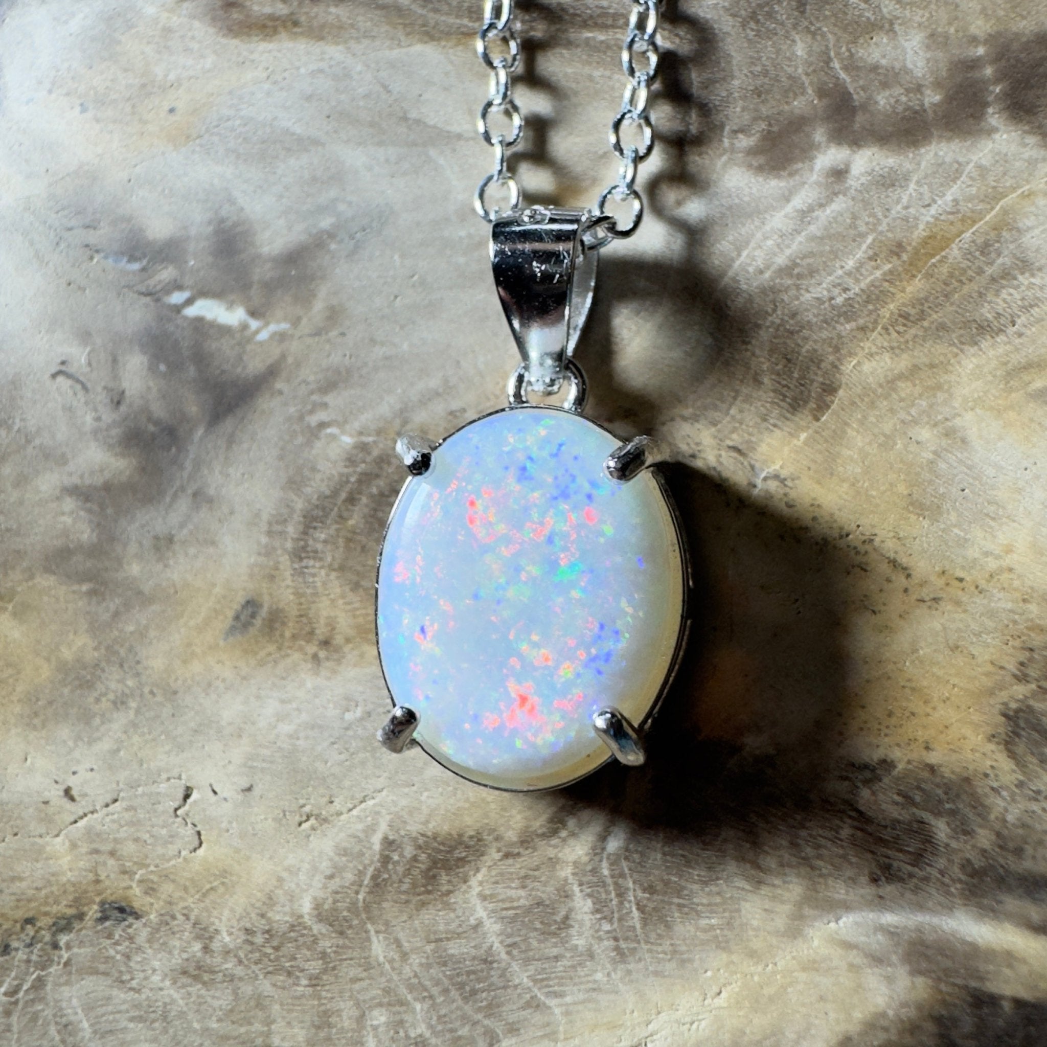 The Great Ocean Road Solitaire ~ 1.6ct Coober Pedy Opal 925 Silver Pendant