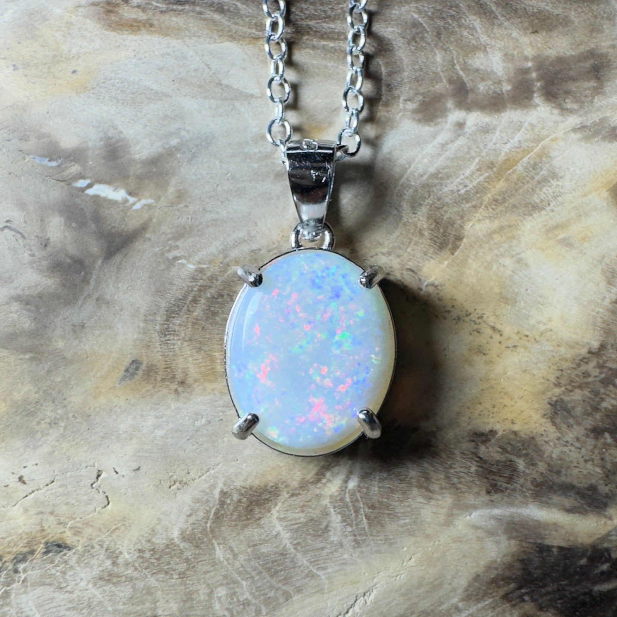 The Great Ocean Road Solitaire ~ 1.6ct Coober Pedy Opal 925 Silver Pendant