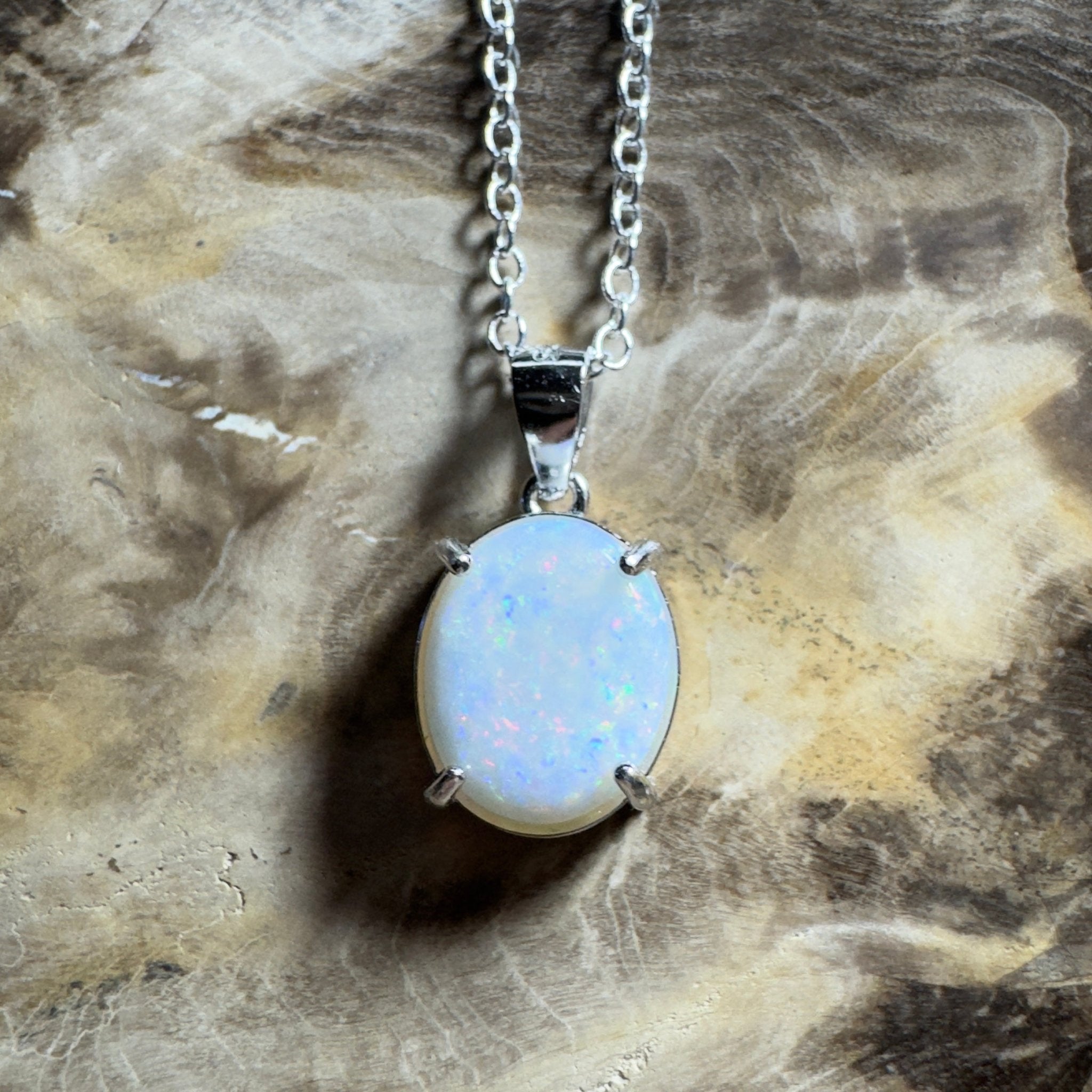 The Great Ocean Road Solitaire ~ 1.6ct Coober Pedy Opal 925 Silver Pendant