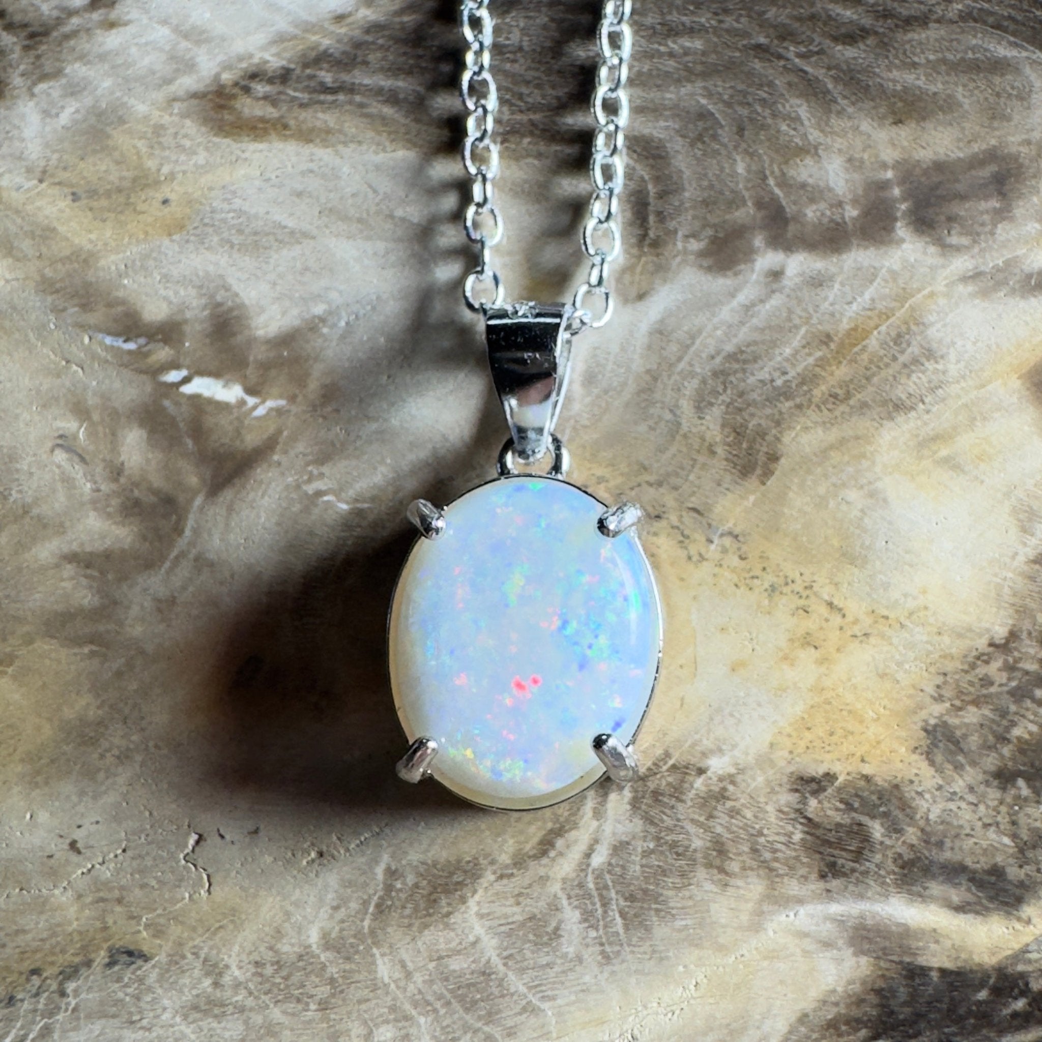 The Great Ocean Road Solitaire ~ 1.6ct Coober Pedy Opal 925 Silver Pendant