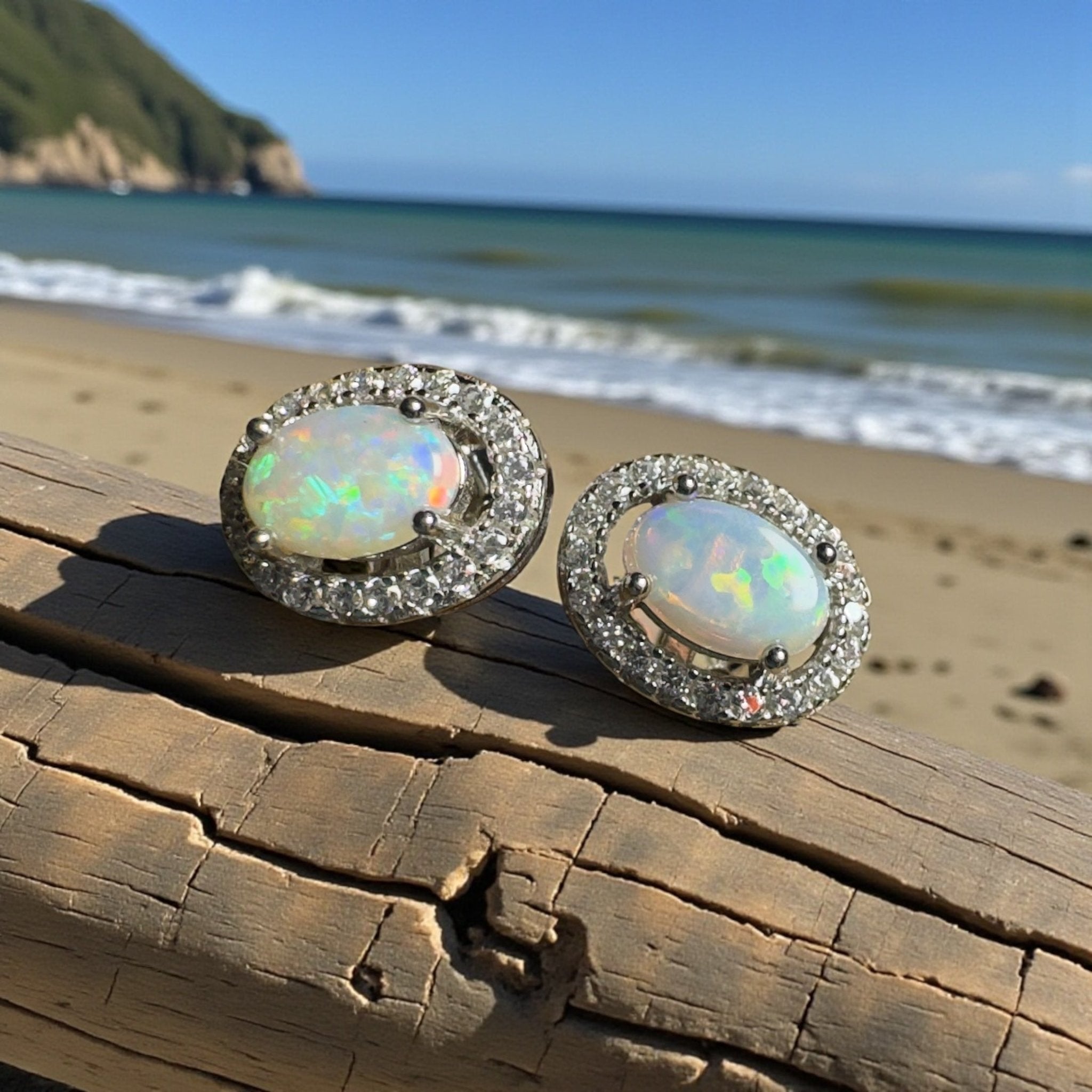 The Kakadu Cascade ~ 0.6ct Coober Pedy Opal Sterling Silver Earrings