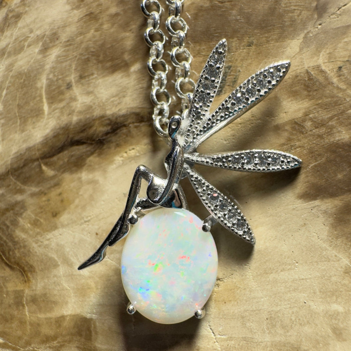 The Kakadu Fairy ~ 2ct Coober Pedy Opal 925 Silver Pendant