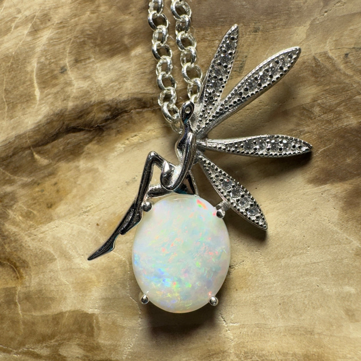 The Kakadu Fairy ~ 2ct Coober Pedy Opal 925 Silver Pendant