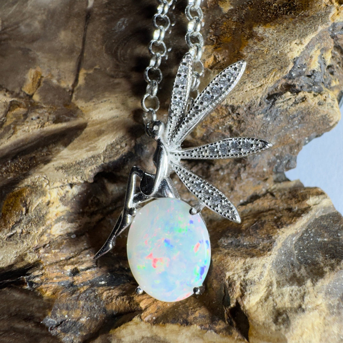 The Kakadu Fairy ~ 2ct Coober Pedy Opal 925 Silver Pendant