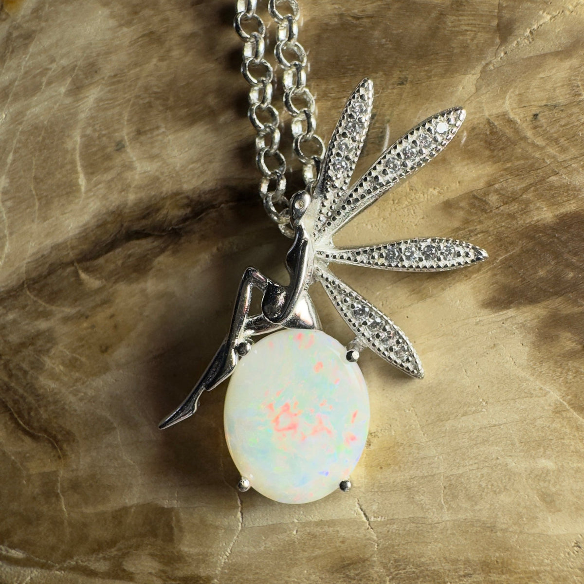 The Kakadu Fairy ~ 2ct Coober Pedy Opal 925 Silver Pendant