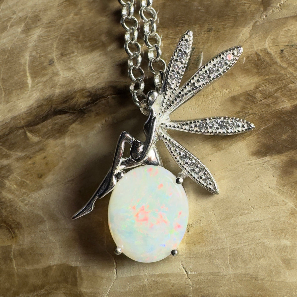 The Kakadu Fairy ~ 2ct Coober Pedy Opal 925 Silver Pendant
