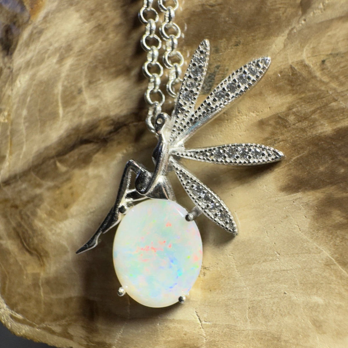 The Kakadu Fairy ~ 2ct Coober Pedy Opal 925 Silver Pendant